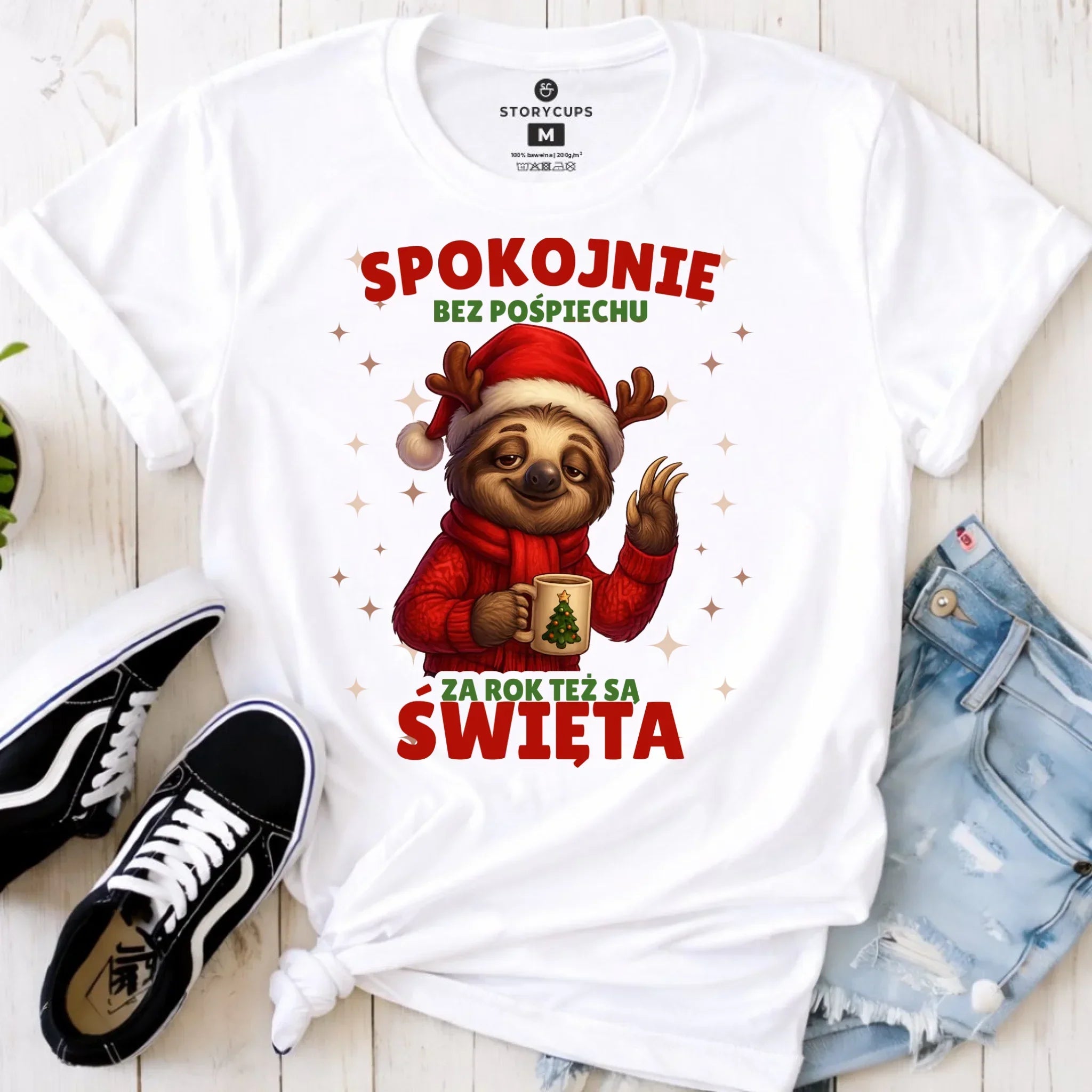 Koszulka damska świąteczna - Leniwiec Za rok też są święta BN92 - StoryCups.pl