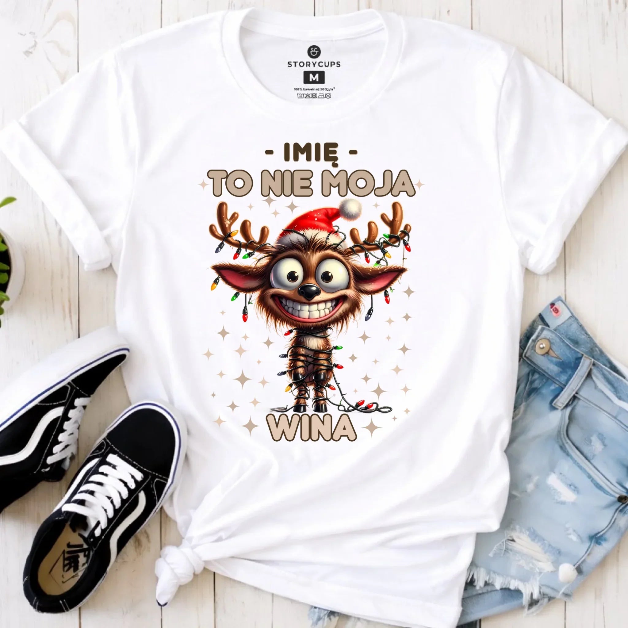 Koszulka damska świąteczna - Renifer To nie moja wina - personalizowana BN93 - StoryCups.pl