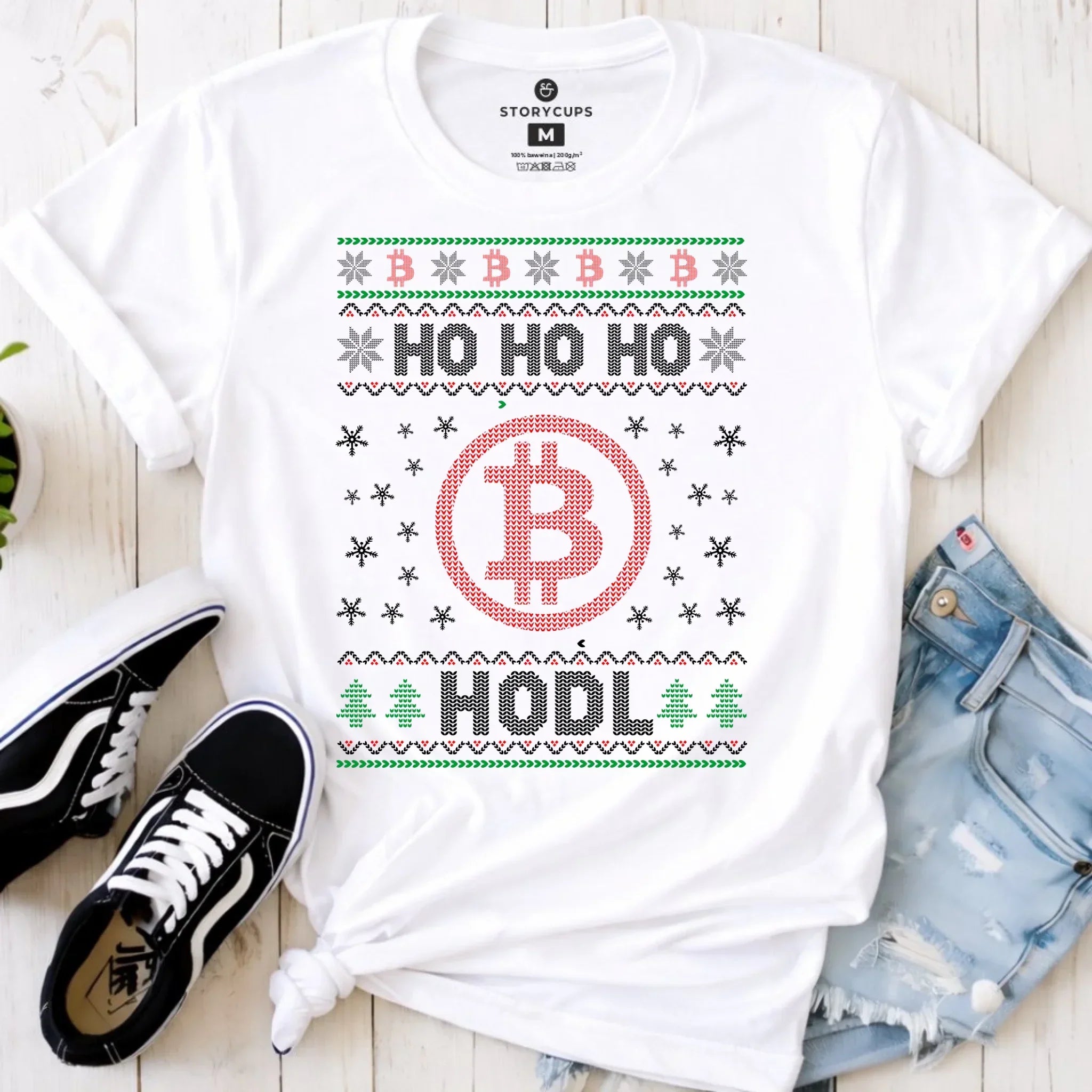 Koszulka damska świąteczna - Bitcoin - Ho Ho hodl BN103 - StoryCups.pl