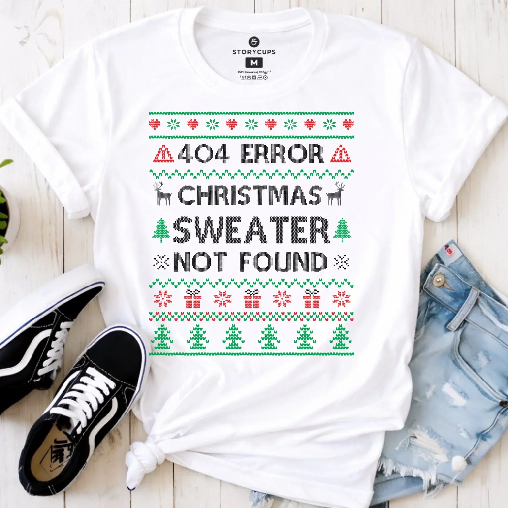 Koszulka damska świąteczna - Error 404 Christmas sweater not found BN107 - StoryCups.pl