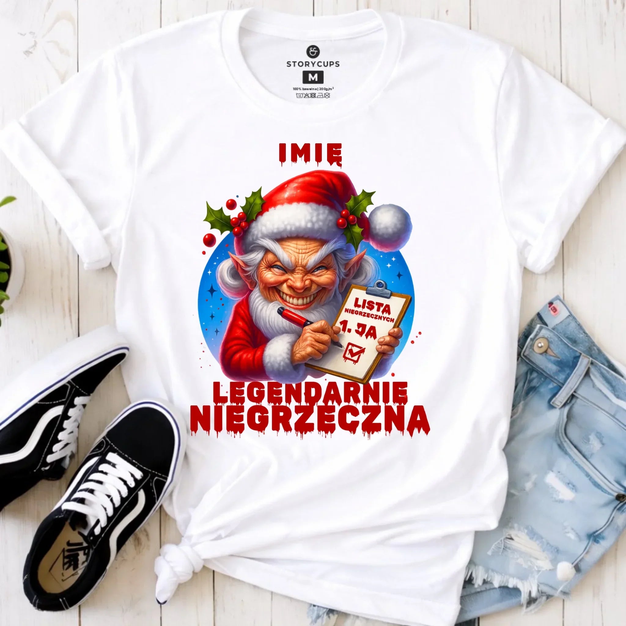 Koszulka damska świąteczna - Legendarnie niegrzeczna - personalizowana BN122 - StoryCups.pl
