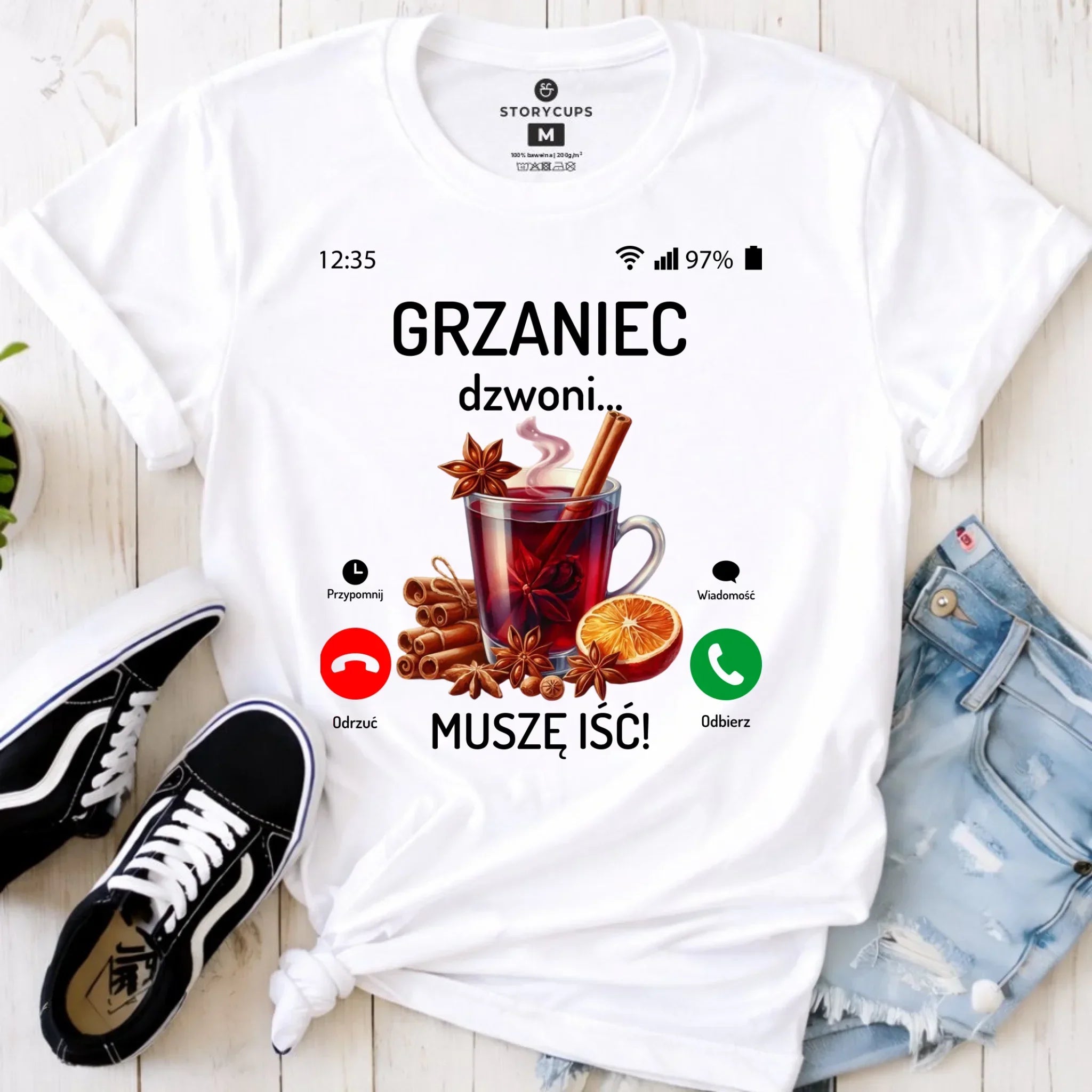 Koszulka damska świąteczna - Grzaniec dzwoni, muszę iść BN127 - StoryCups.pl