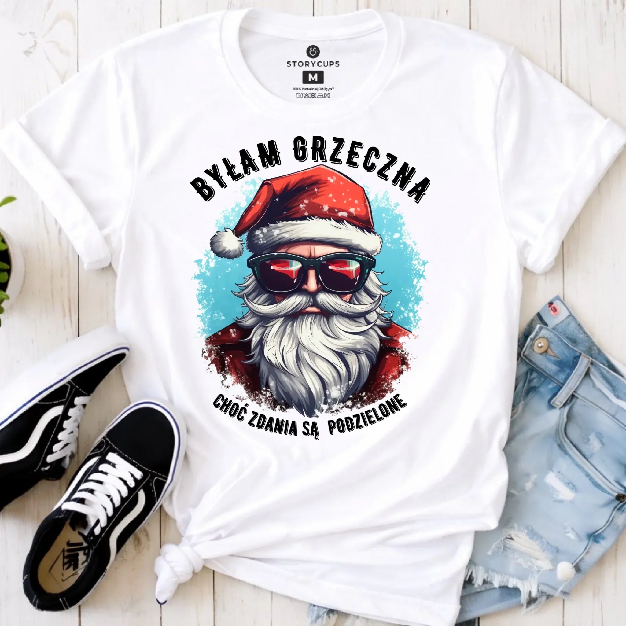 Koszulka damska świąteczna z Mikołajem - Byłam grzeczna, choć zdania są podzielone BN138 - StoryCups.pl