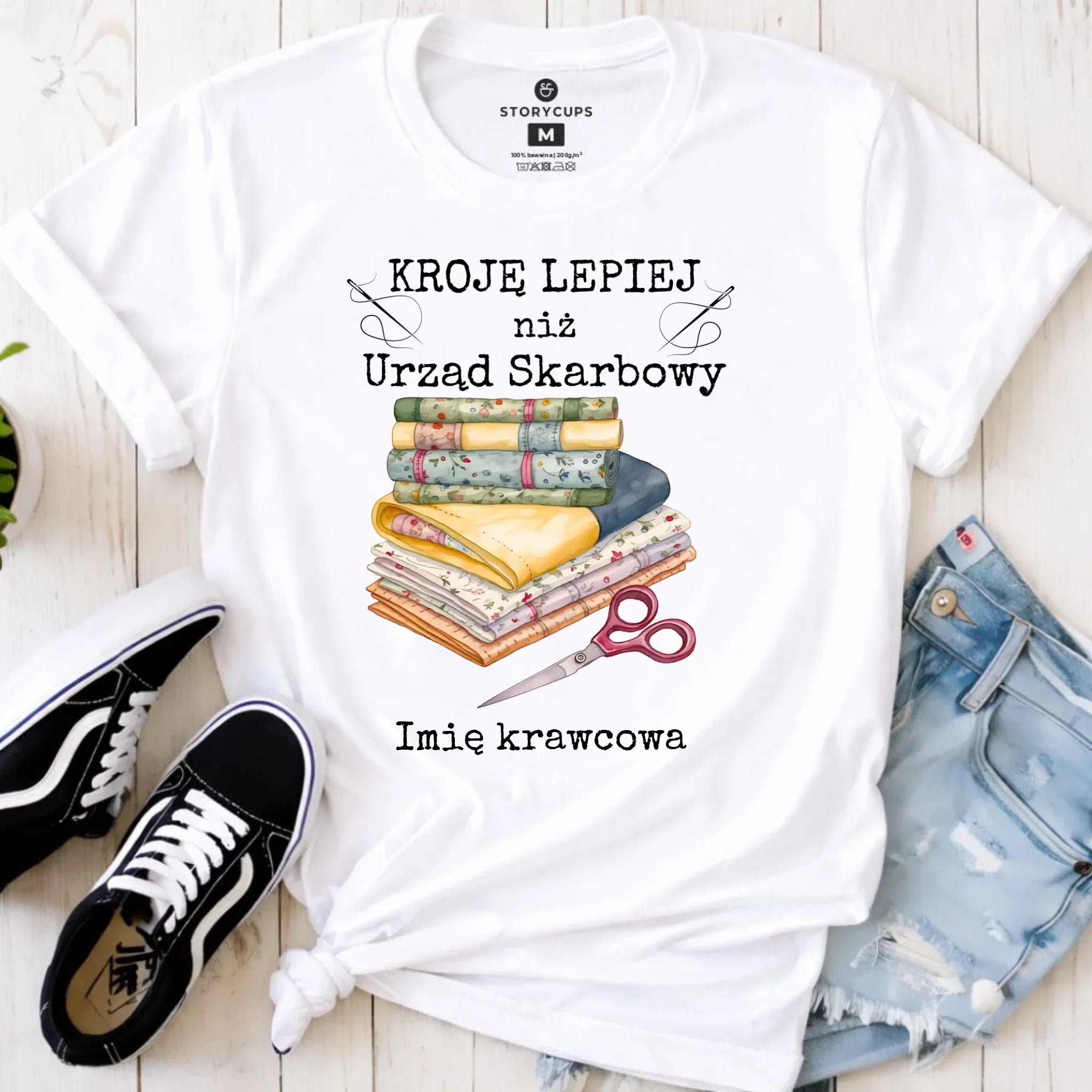 Koszulka damska szyciowa dla krawcowej - Kroję lepiej niż US - personalizowana HS33 - StoryCups.pl