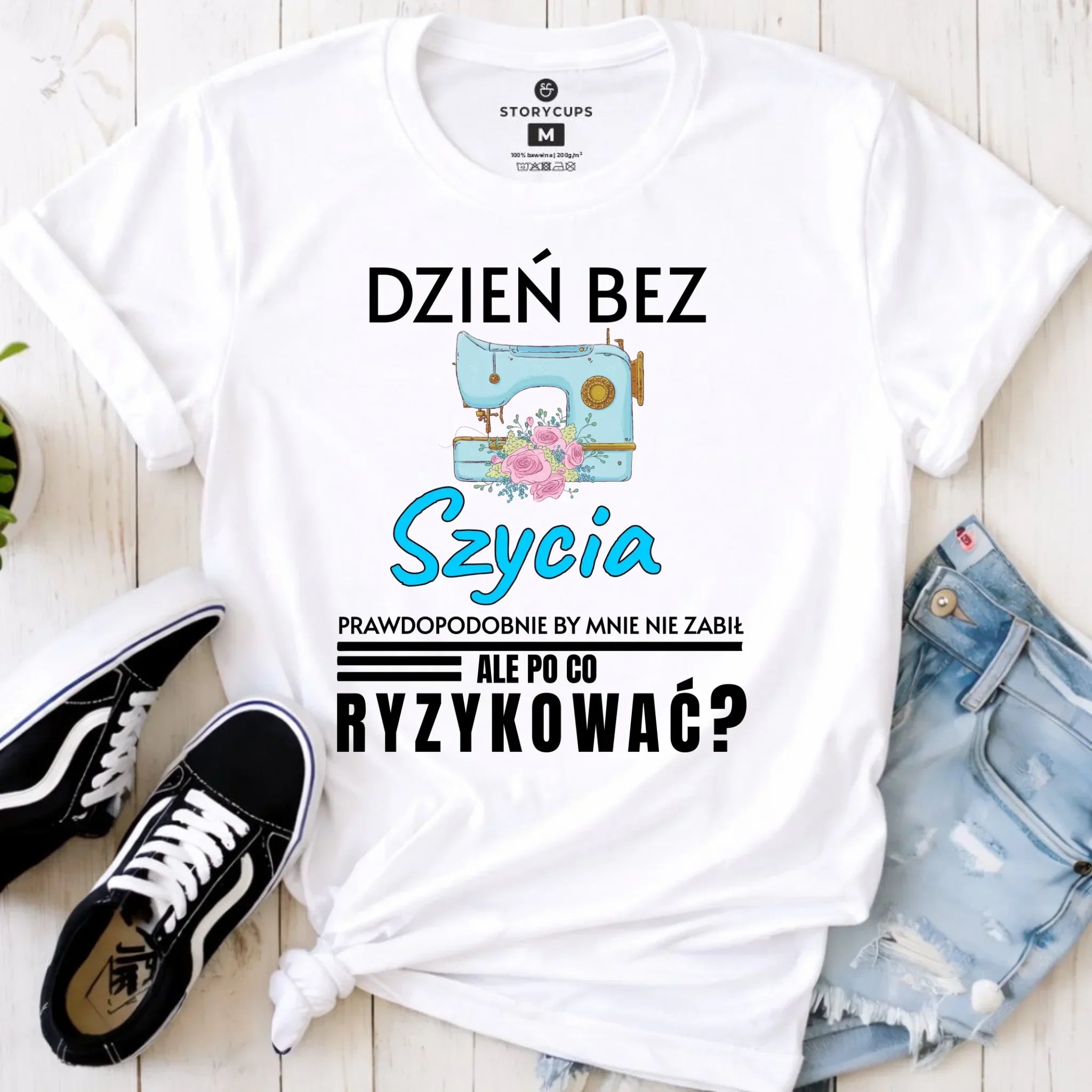 Koszulka damska szyciowa dla krawcowej - Dzień bez szycia HS24 - StoryCups.pl