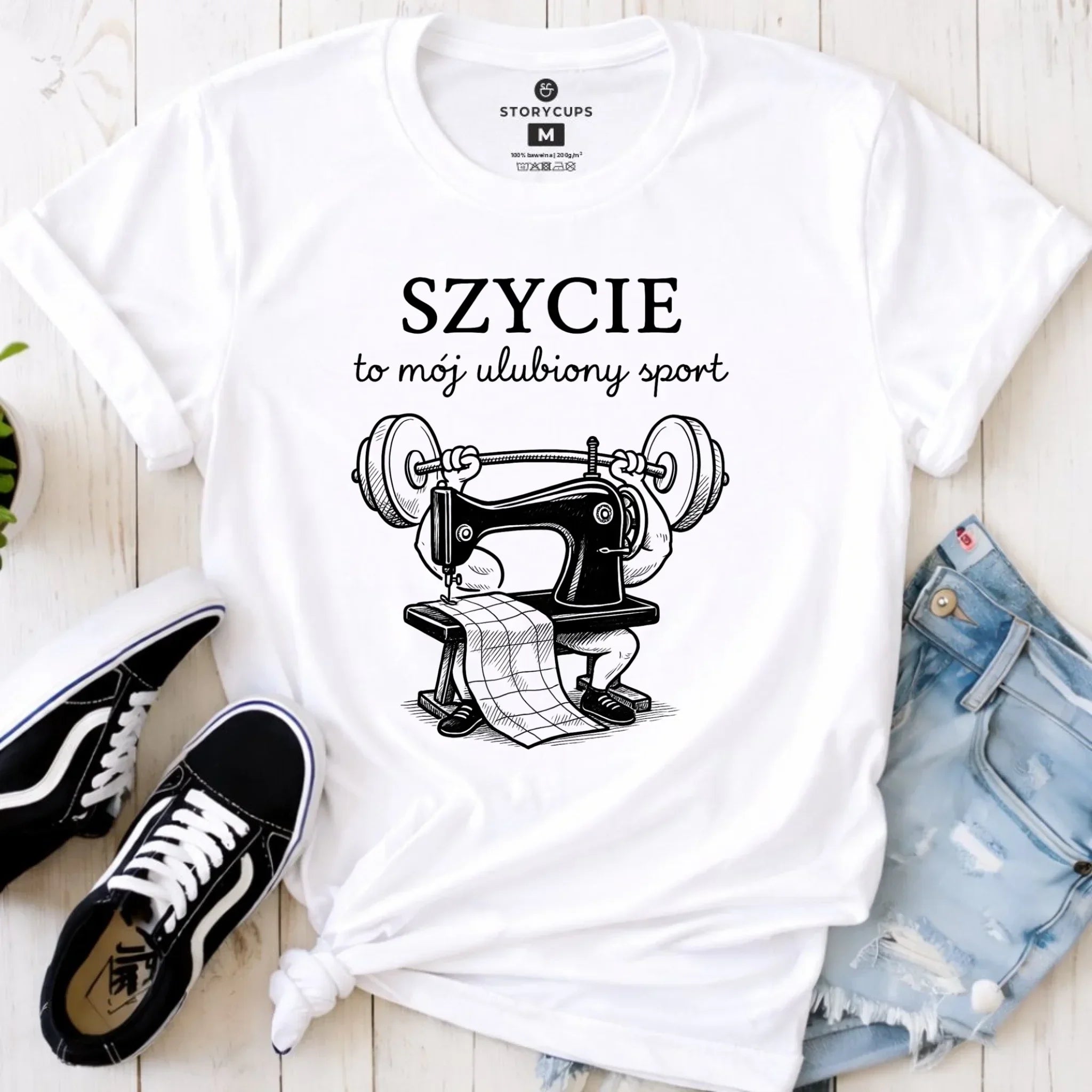 Koszulka damska szyciowa dla krawcowej - Szycie to mój ulubiony sport HS23 - StoryCups.pl