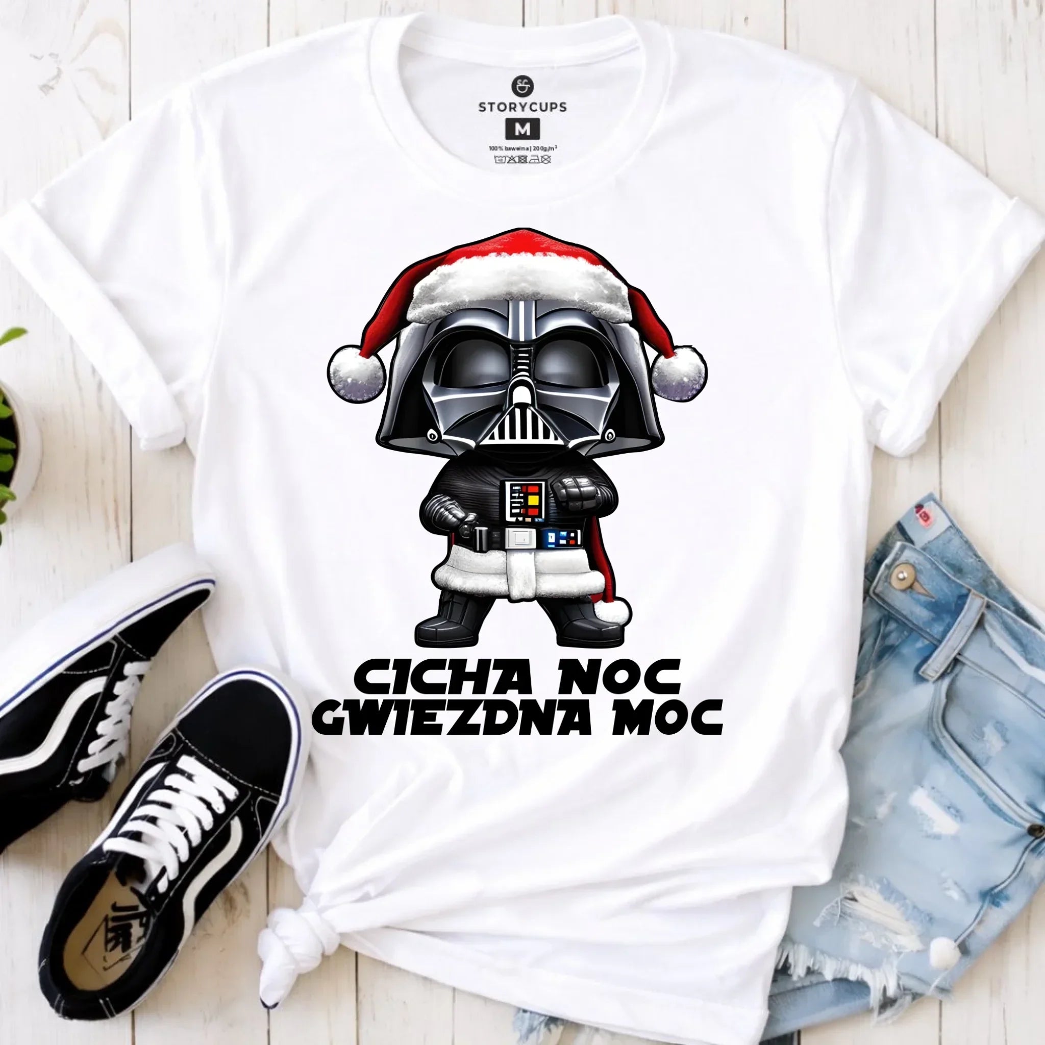 Koszulka damska świąteczna dla fanów Gwiezdnych Wojen - Cicha noc, gwiezdna moc BN132 - StoryCups.pl
