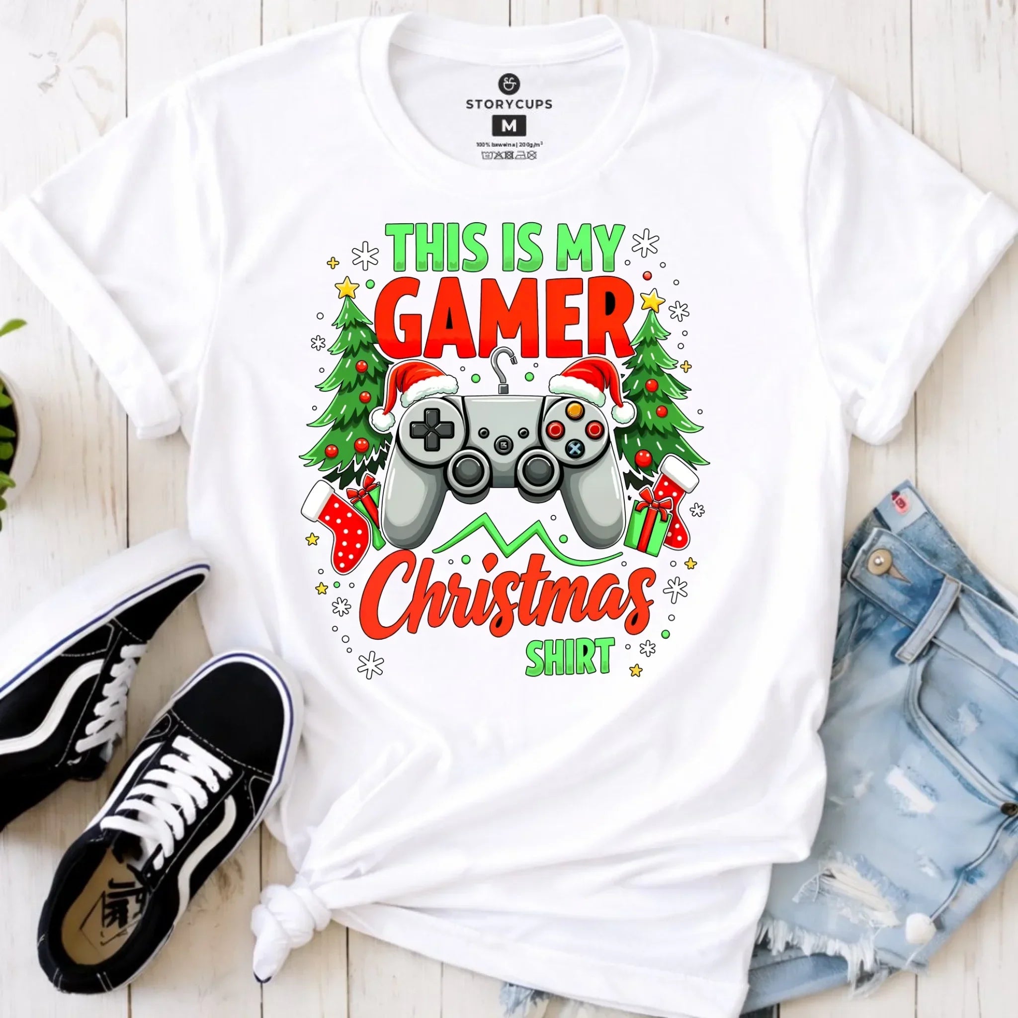 Koszulka damska świąteczna - prezent dla gracza - Gamer Christmas T-shirt BN135 - StoryCups.pl