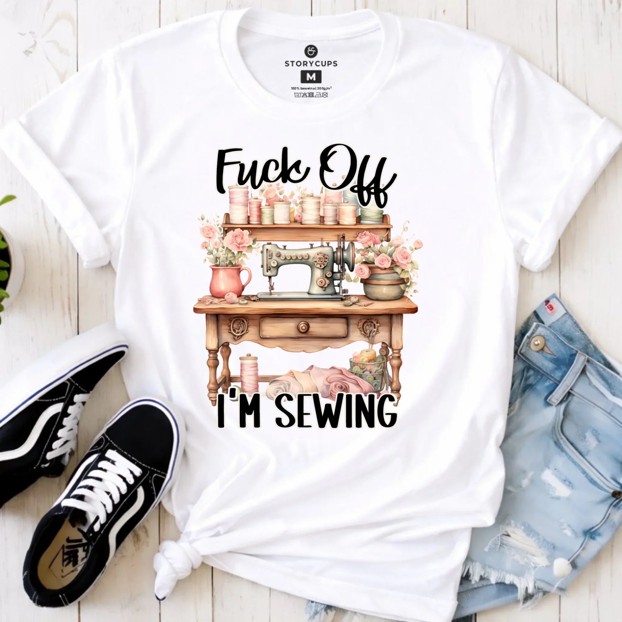 Koszulka damska szyciowa dla krawcowej - Fck off im sewing HS16 - StoryCups.pl