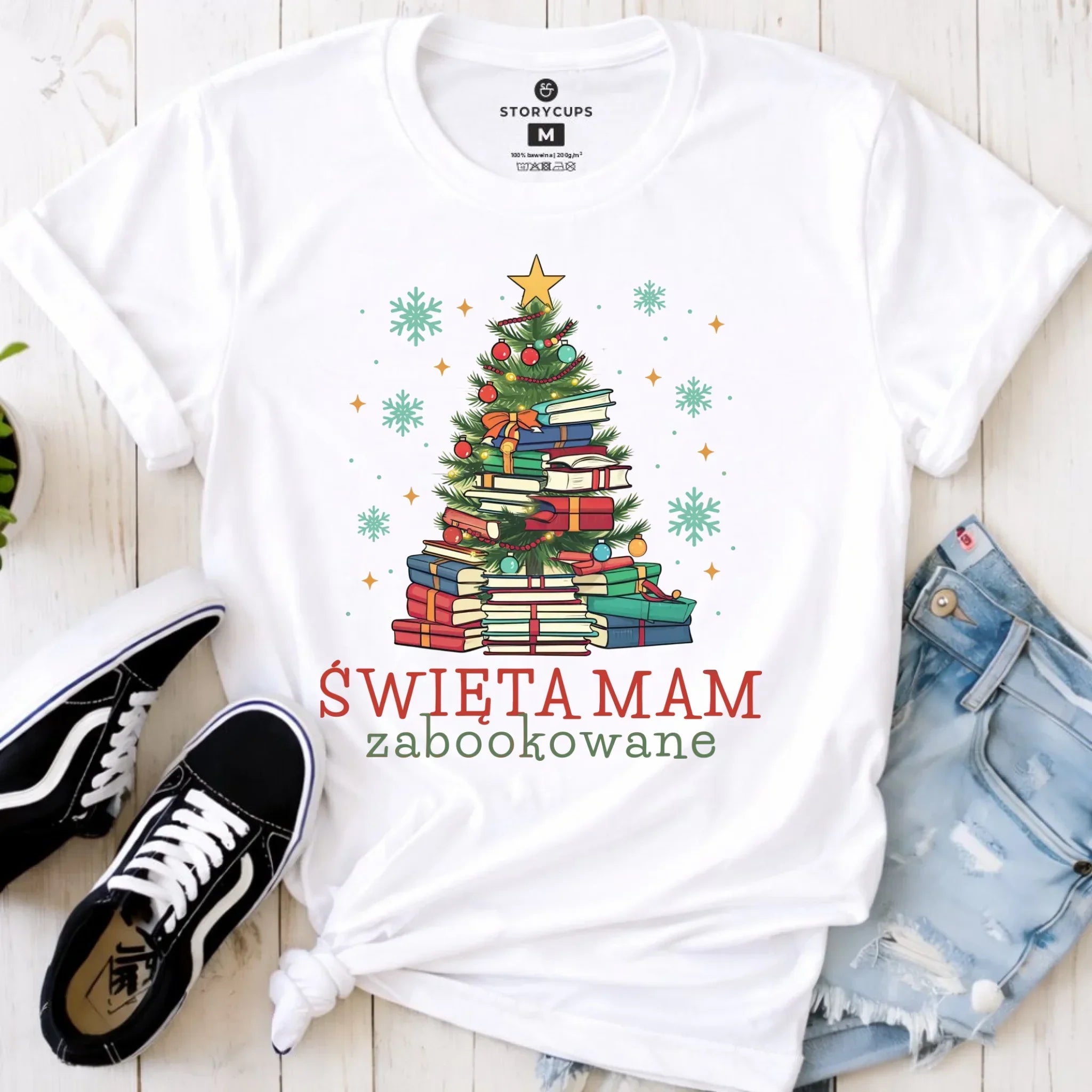 Koszulka damska świąteczna - Święta mam zabookowane BN05 - StoryCups.pl