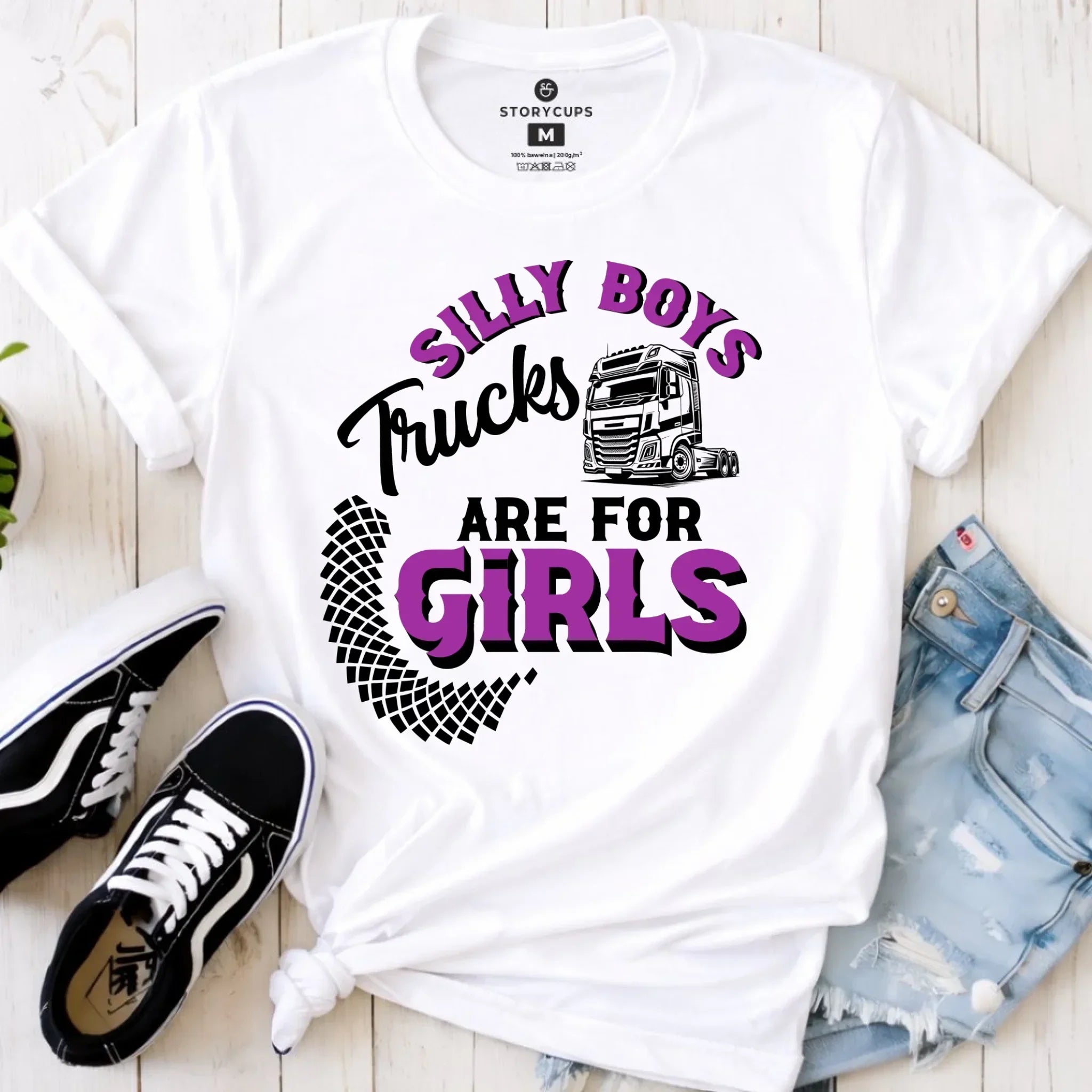Koszulka damska - kierowca ciężarówki - Silly boys trucks are for girls ZKT11 - StoryCups.pl