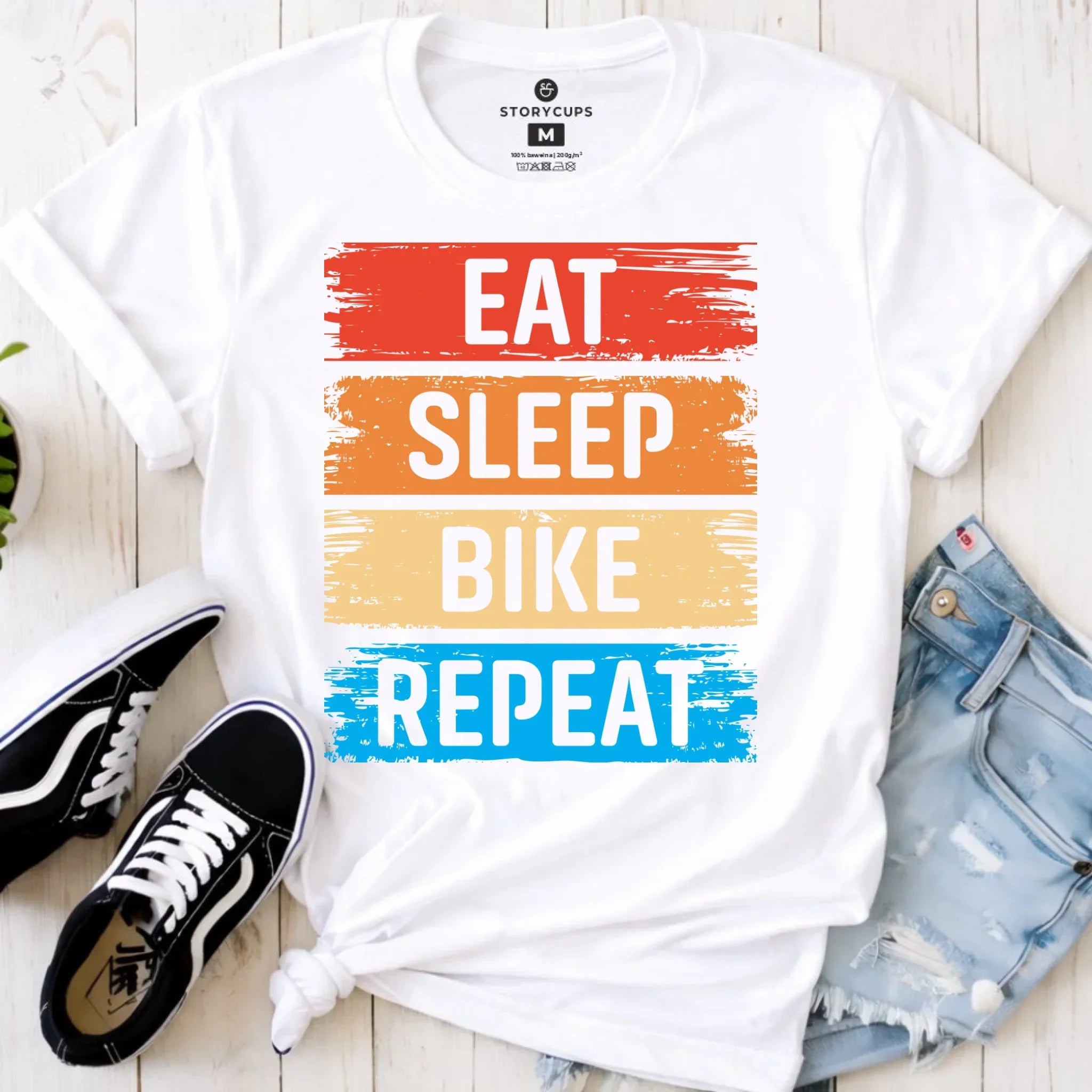 Koszulka damska na rower - Eat sleep bike repeat HR03 - StoryCups.pl