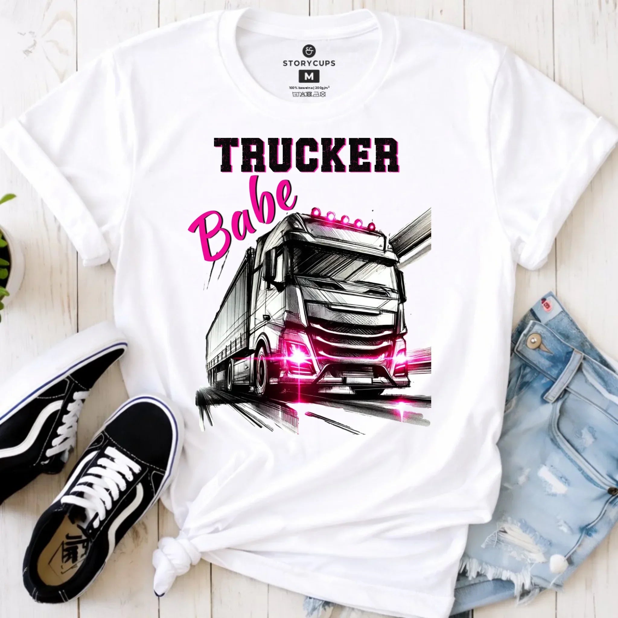 Koszulka damska - kierowca ciężarówki - Trucker Babe ZKT13 - StoryCups.pl