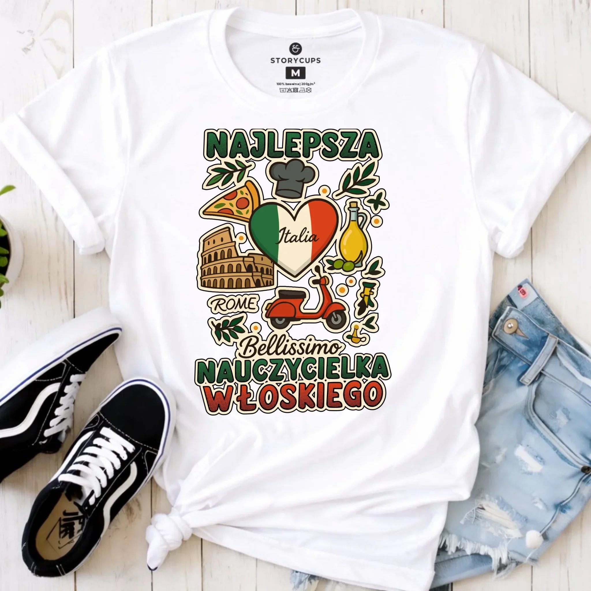 Koszulka damska dla nauczycielki - Najlepsza nauczycielka włoskiego N56 - StoryCups.pl