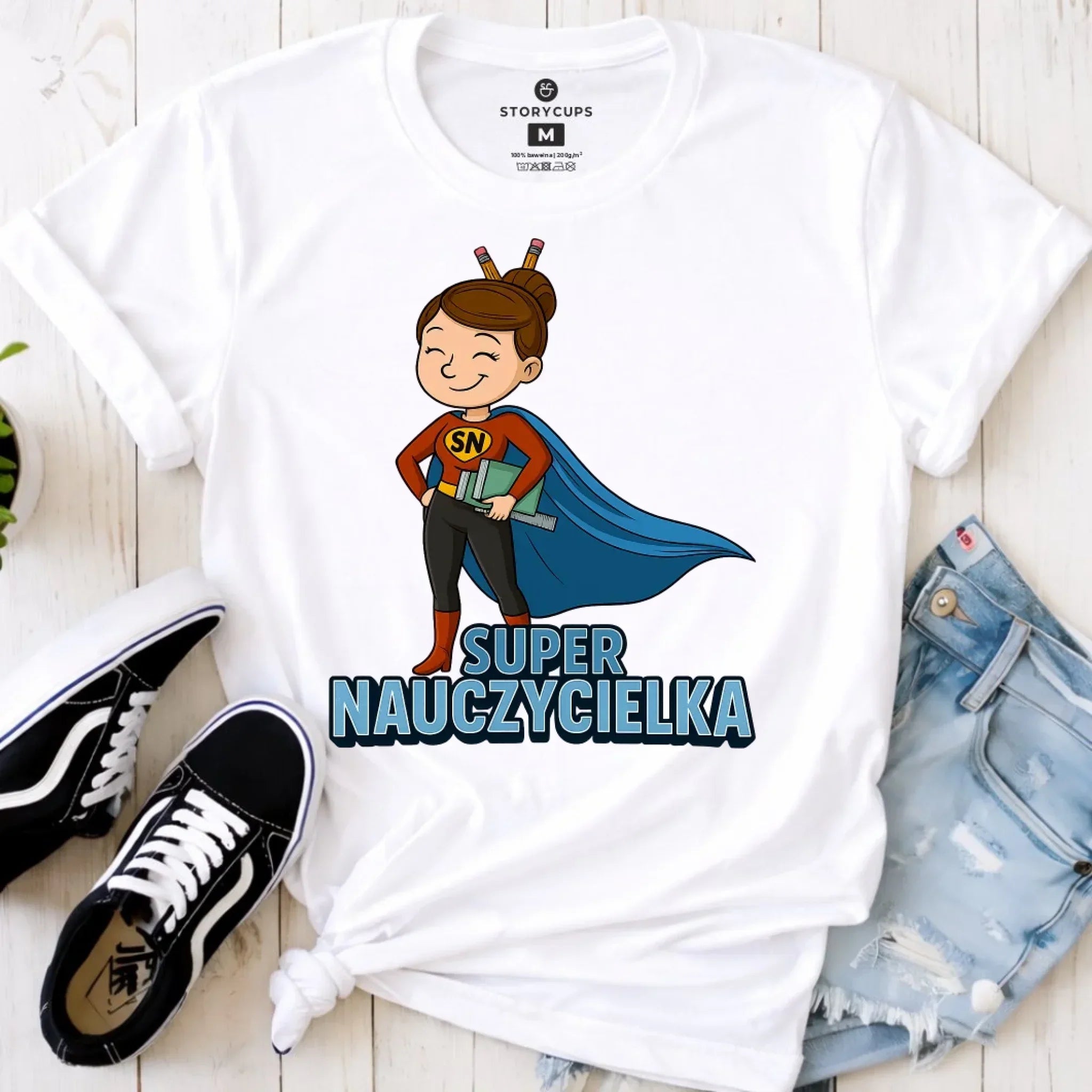 Koszulka damska dla nauczycielki - Super nauczycielka N08 - StoryCups.pl
