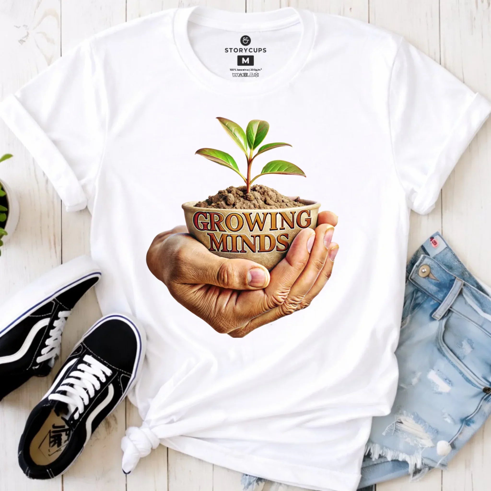 Koszulka damska dla nauczycielki - Growing minds N15 - StoryCups.pl