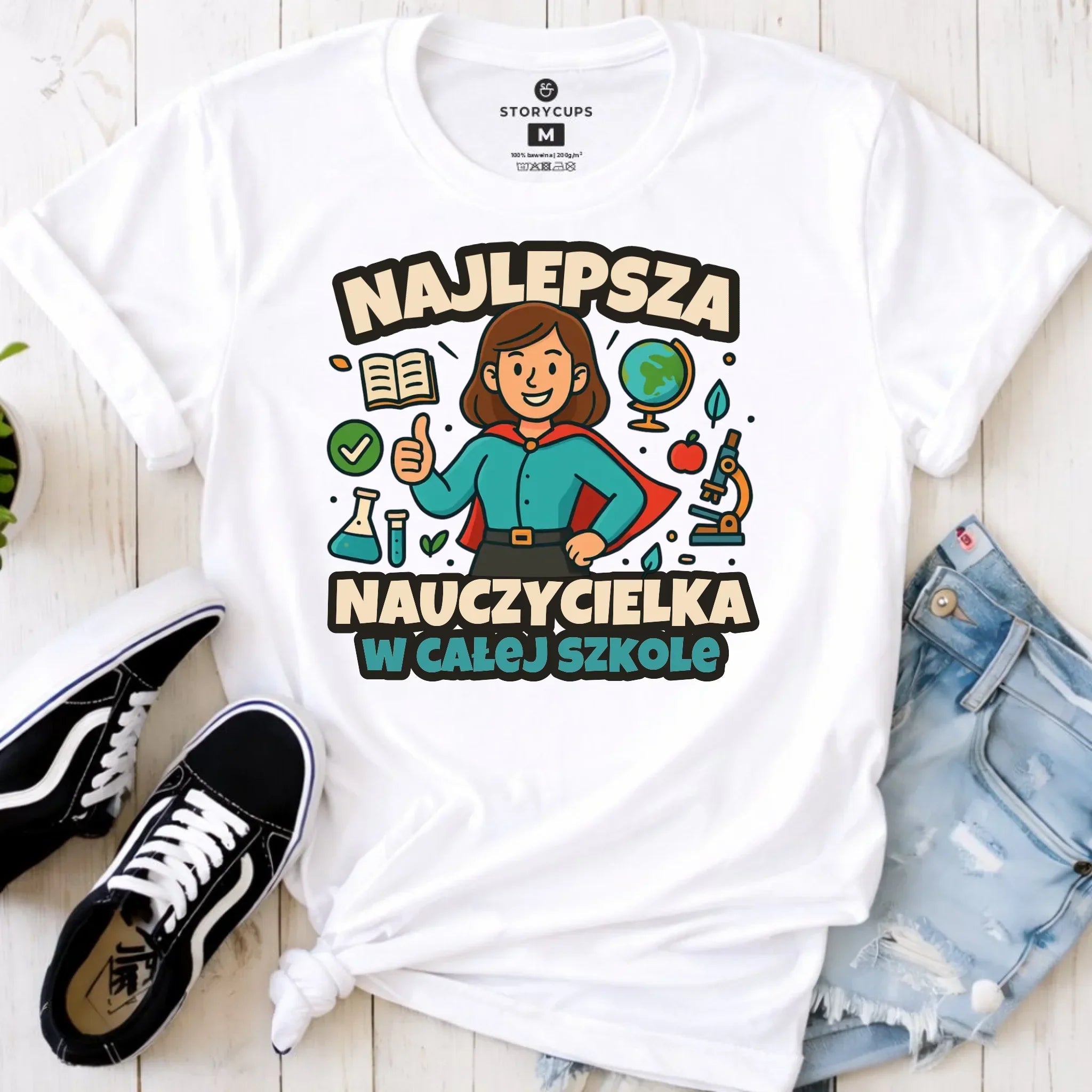 Koszulka damska dla nauczycielki - Najlepsza nauczycielka w całej szkole N45 - StoryCups.pl