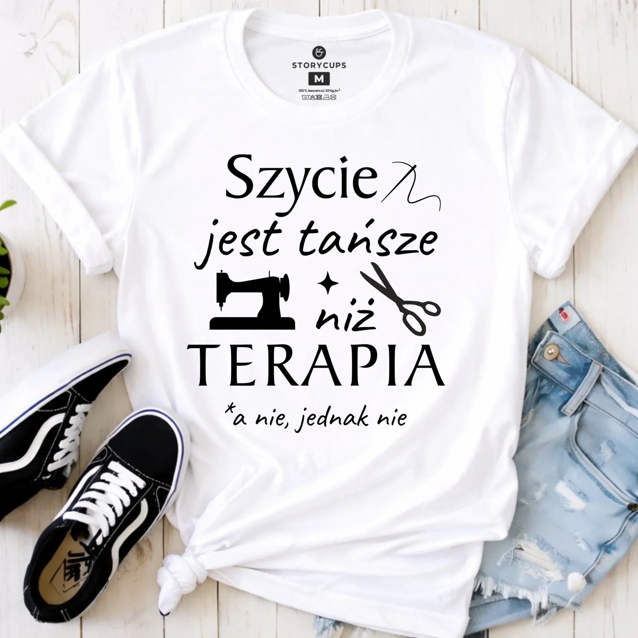 Koszulka damska szyciowa dla krawcowej - Szycie tańsze niż terapia HS04 - StoryCups.pl