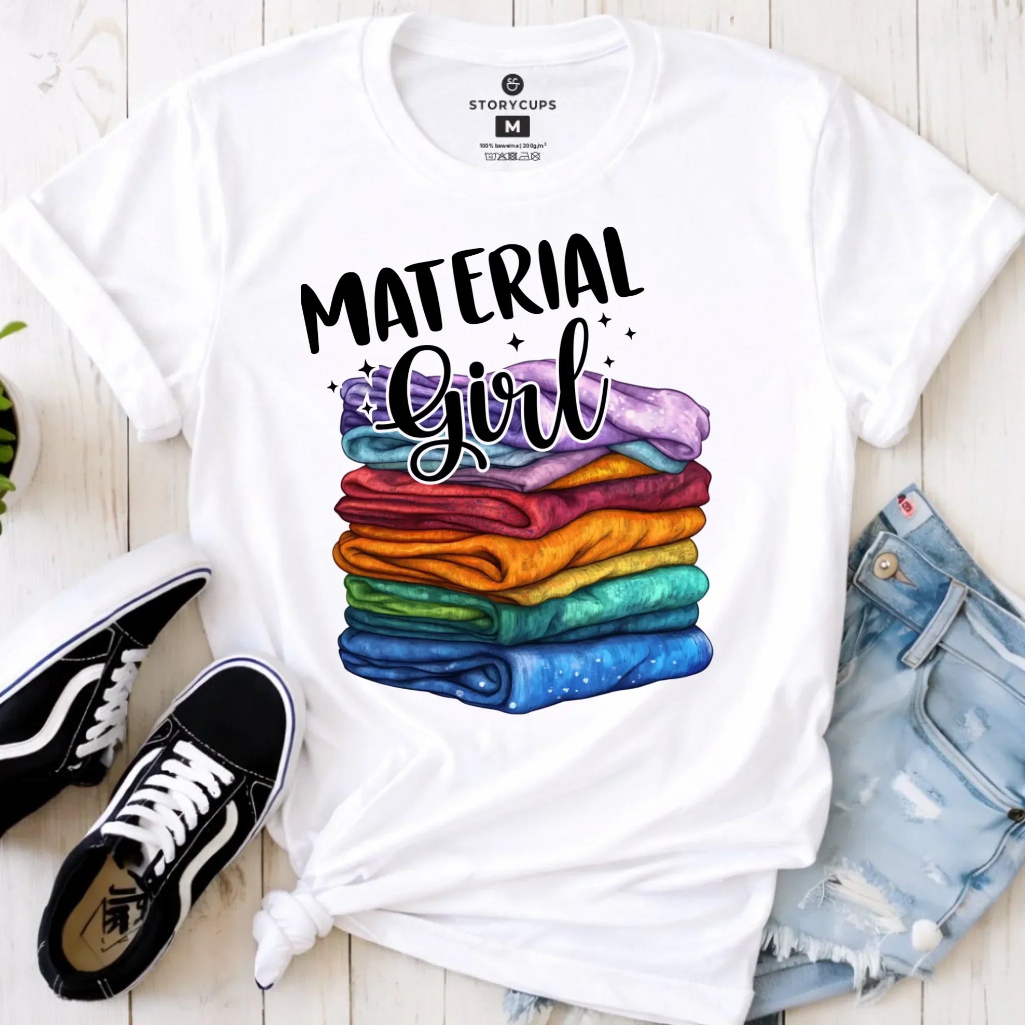 Koszulka damska szyciowa - prezent dla krawcowej - Material Girl HS02 - StoryCups.pl