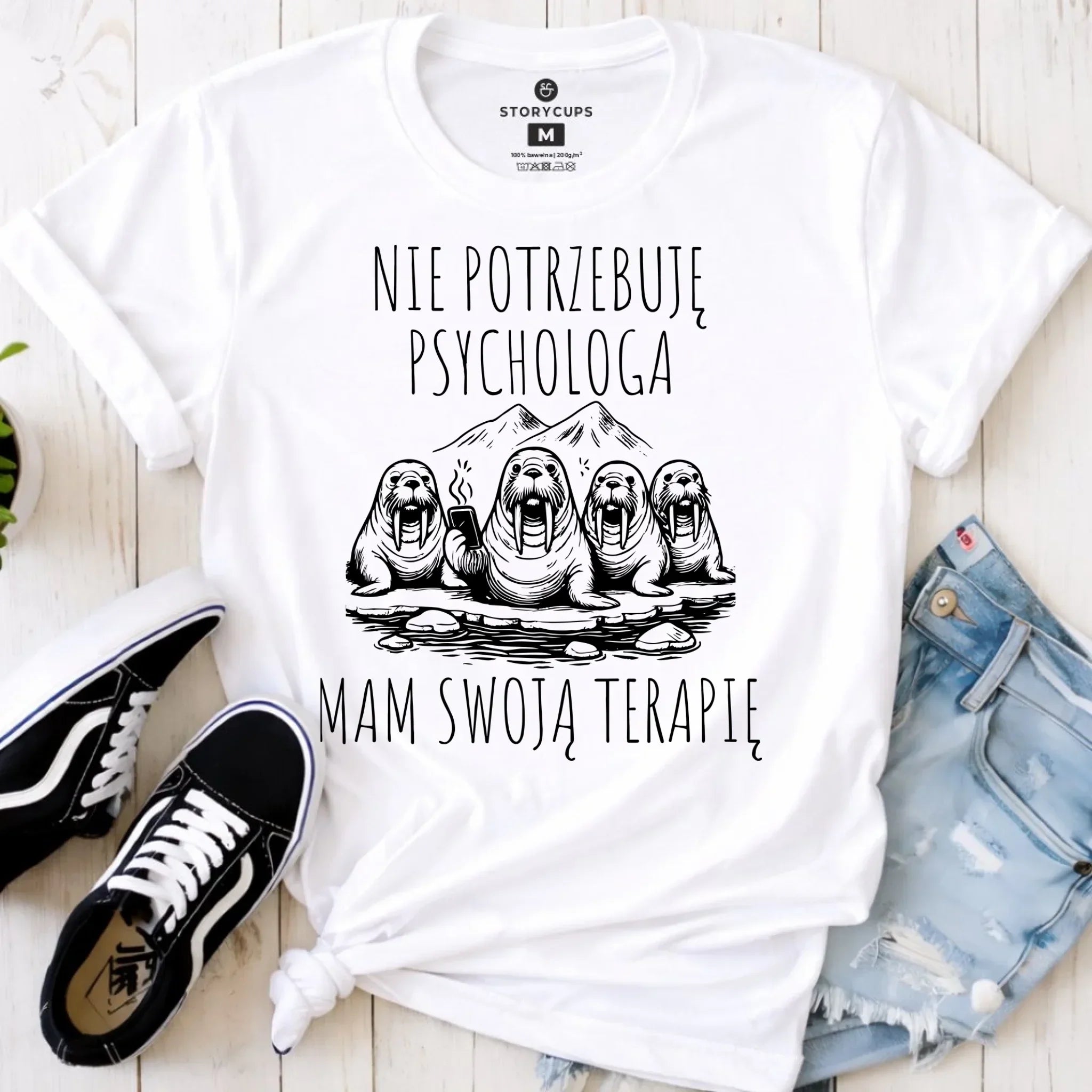 Koszulka damska - prezent dla morsa - Nie potrzebuję psychologa HM14 - StoryCups.pl