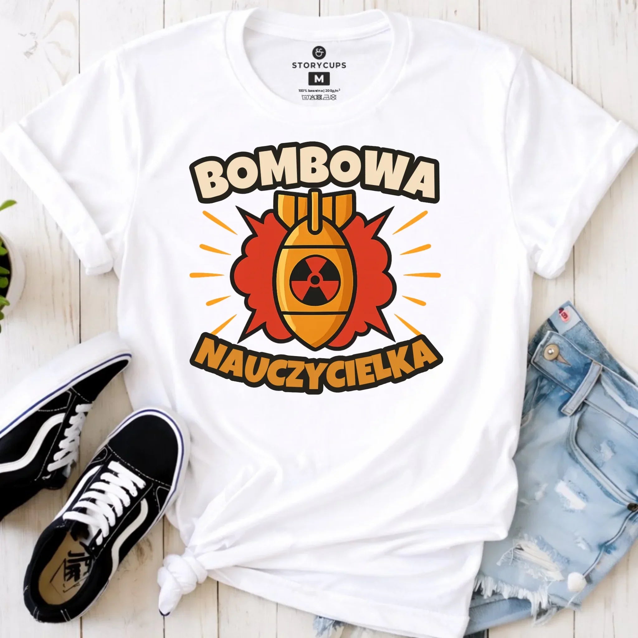 Koszulka damska dla nauczycielki - Bombowa Nauczycielka N34 - StoryCups.pl