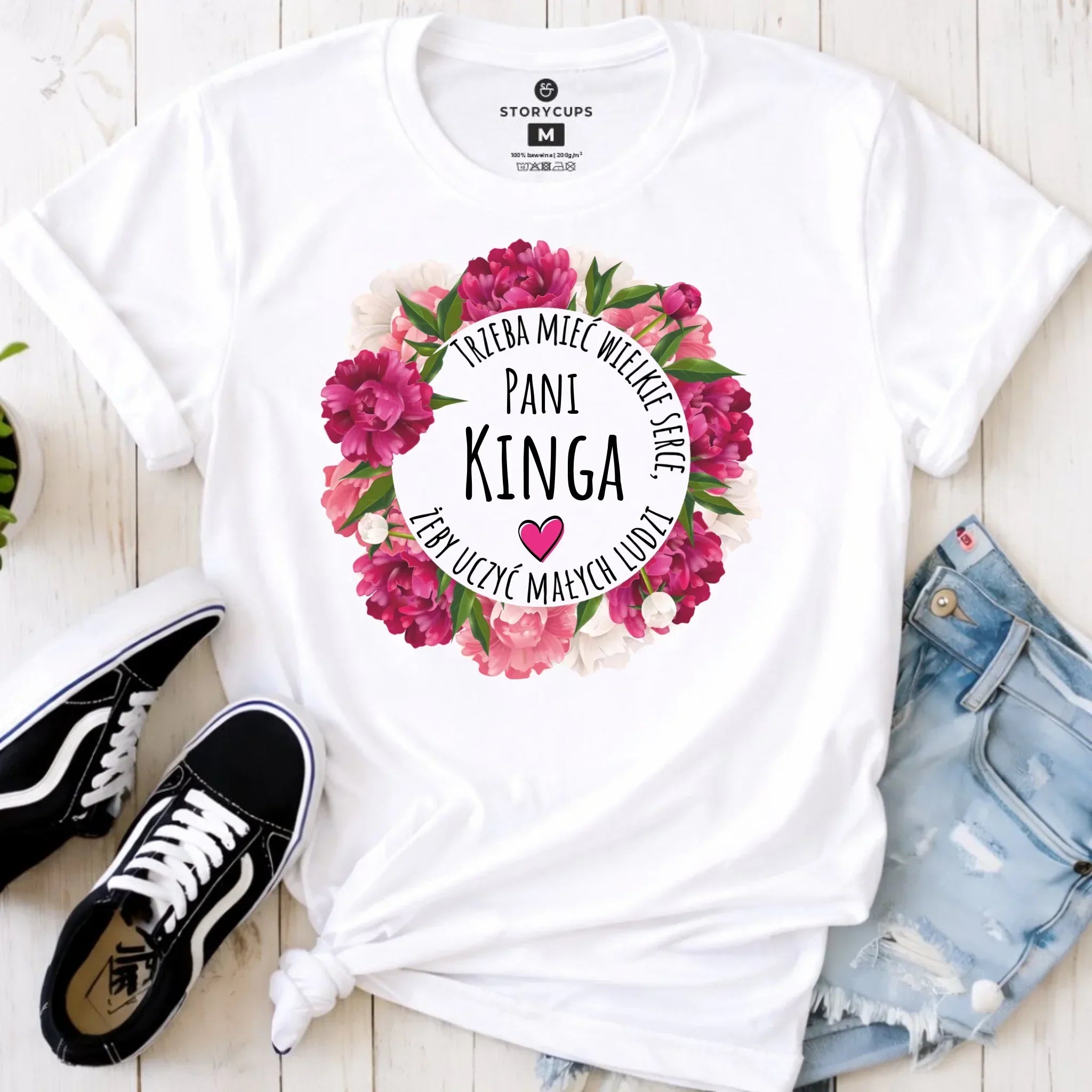 Koszulka damska dla nauczycielki - Trzeba mieć wielkie serce - personalizowana N18 - StoryCups.pl