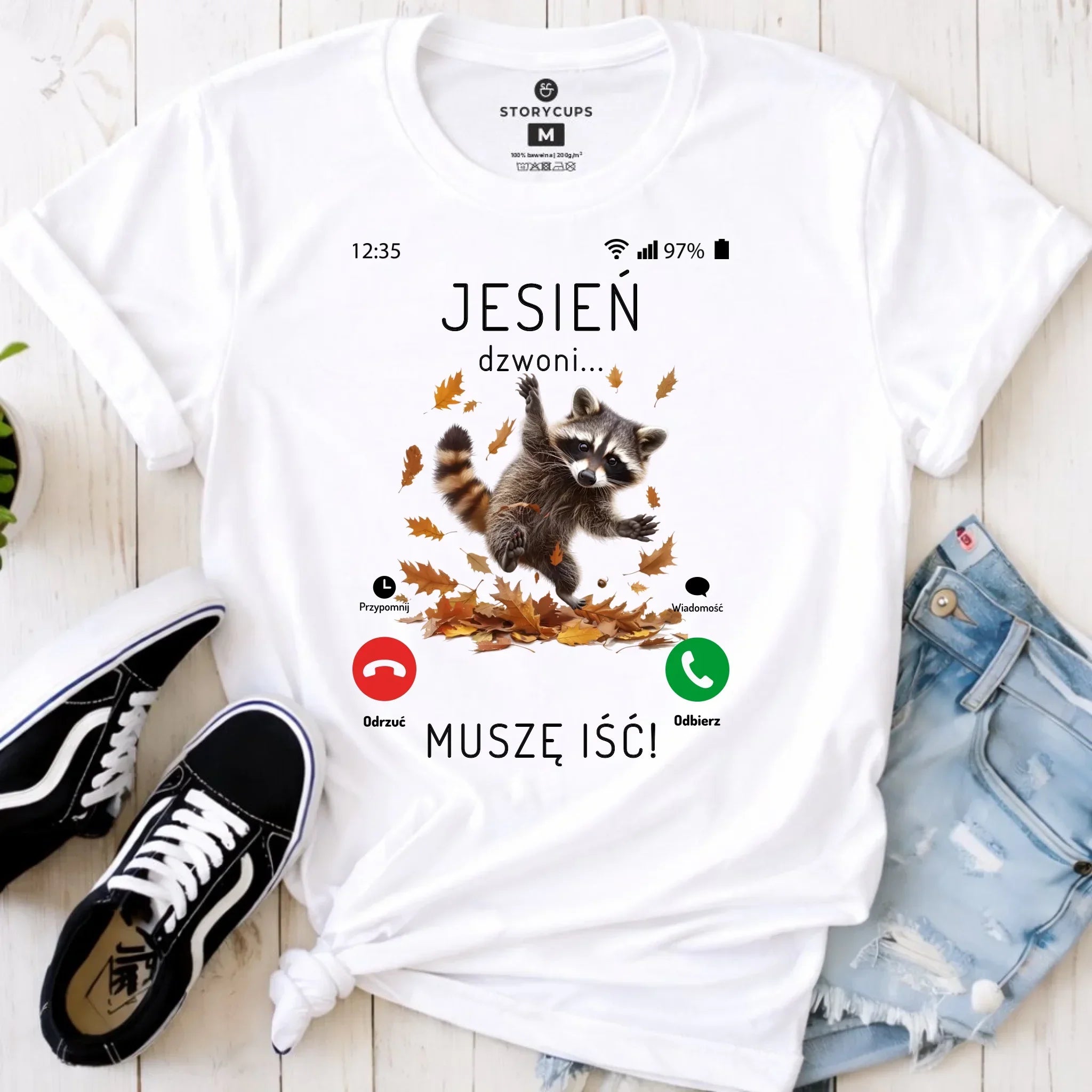 Koszulka damska jesienna - Jesień dzwoni muszę iść JS18 - StoryCups.pl