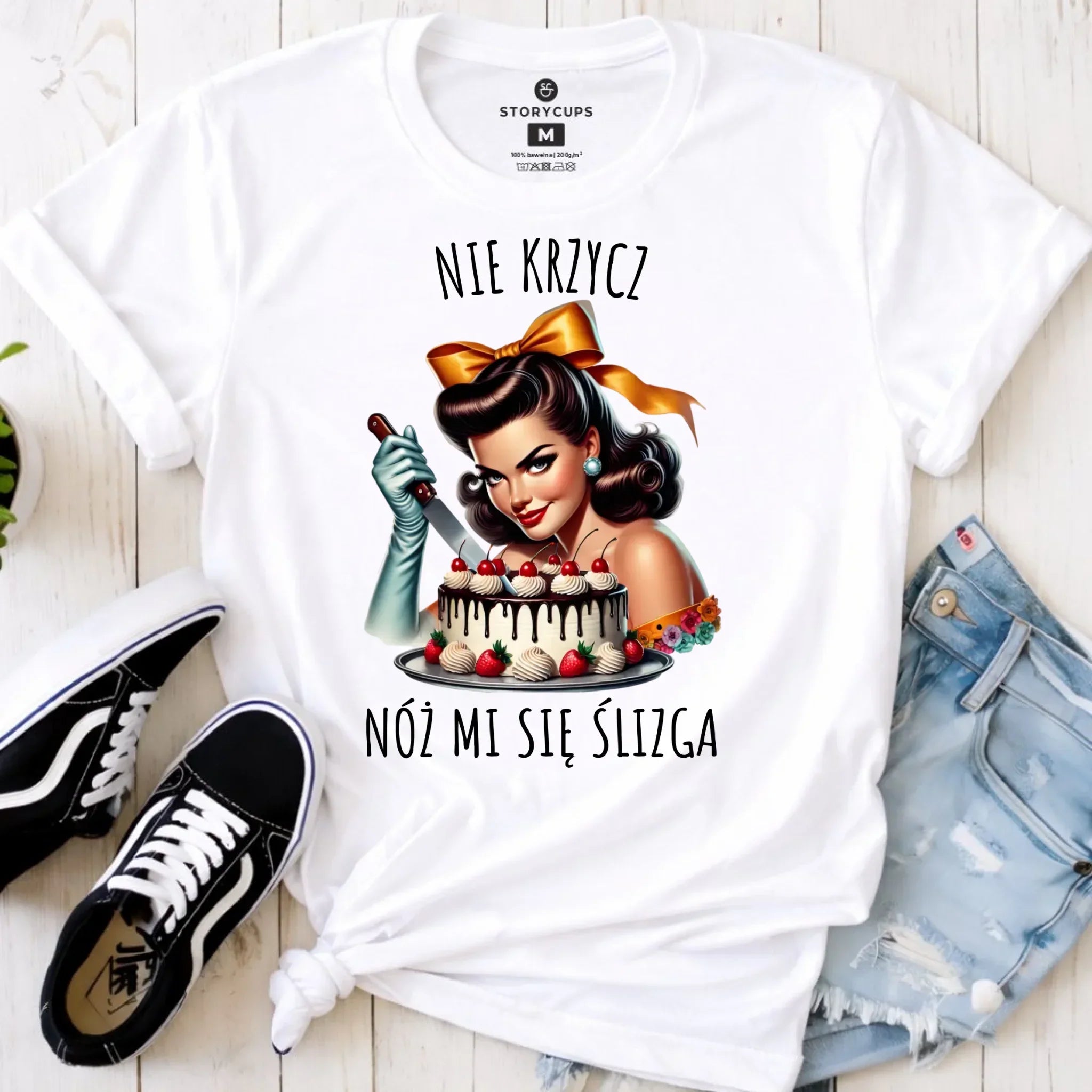 Koszulka damska - Nie krzycz, nóż mi się ślizga - Czarny humor DZ22 - StoryCups.pl