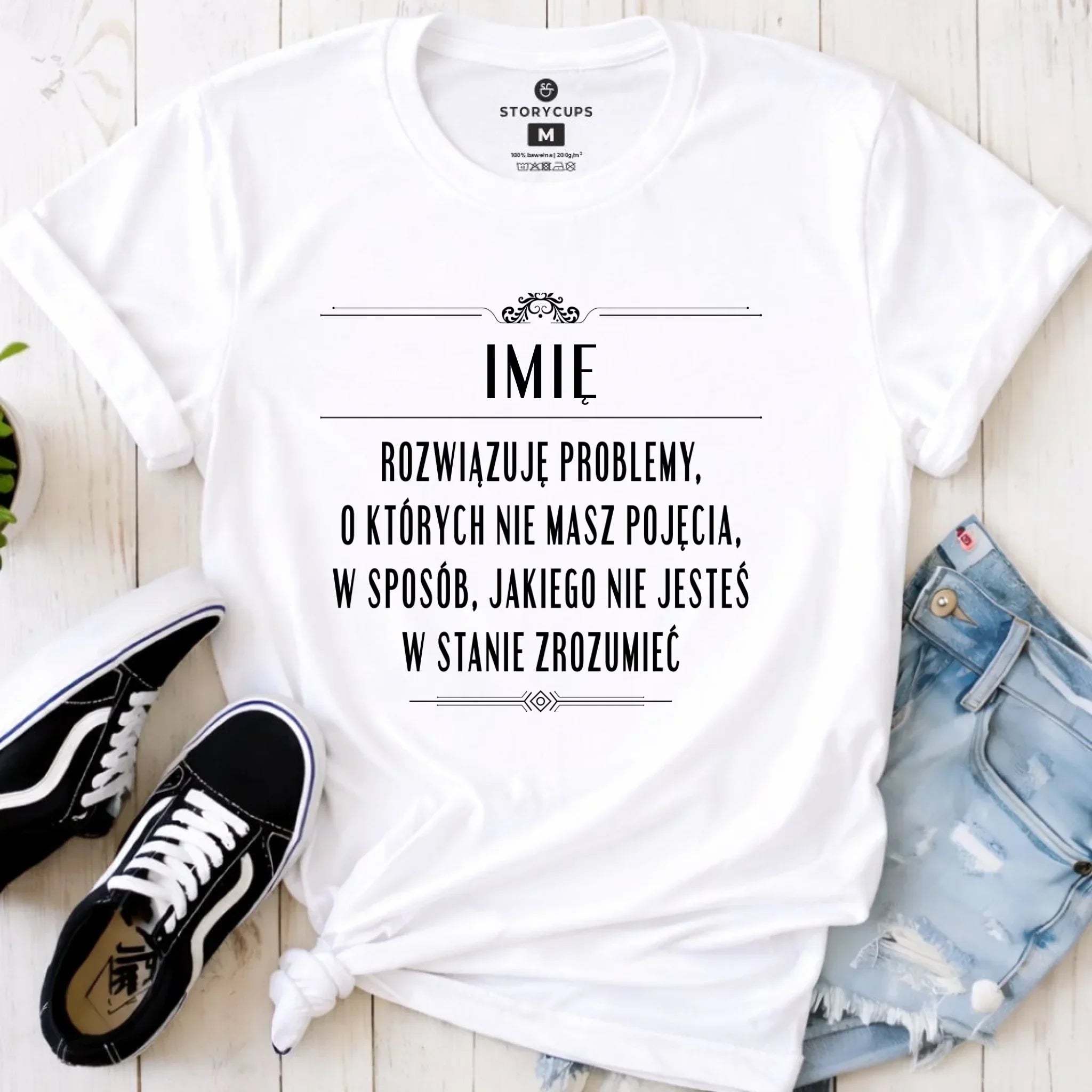 Koszulka damska - Rozwiązuję problemy, o których nie masz pojęcia - personalizowana DZ20 - StoryCups.pl