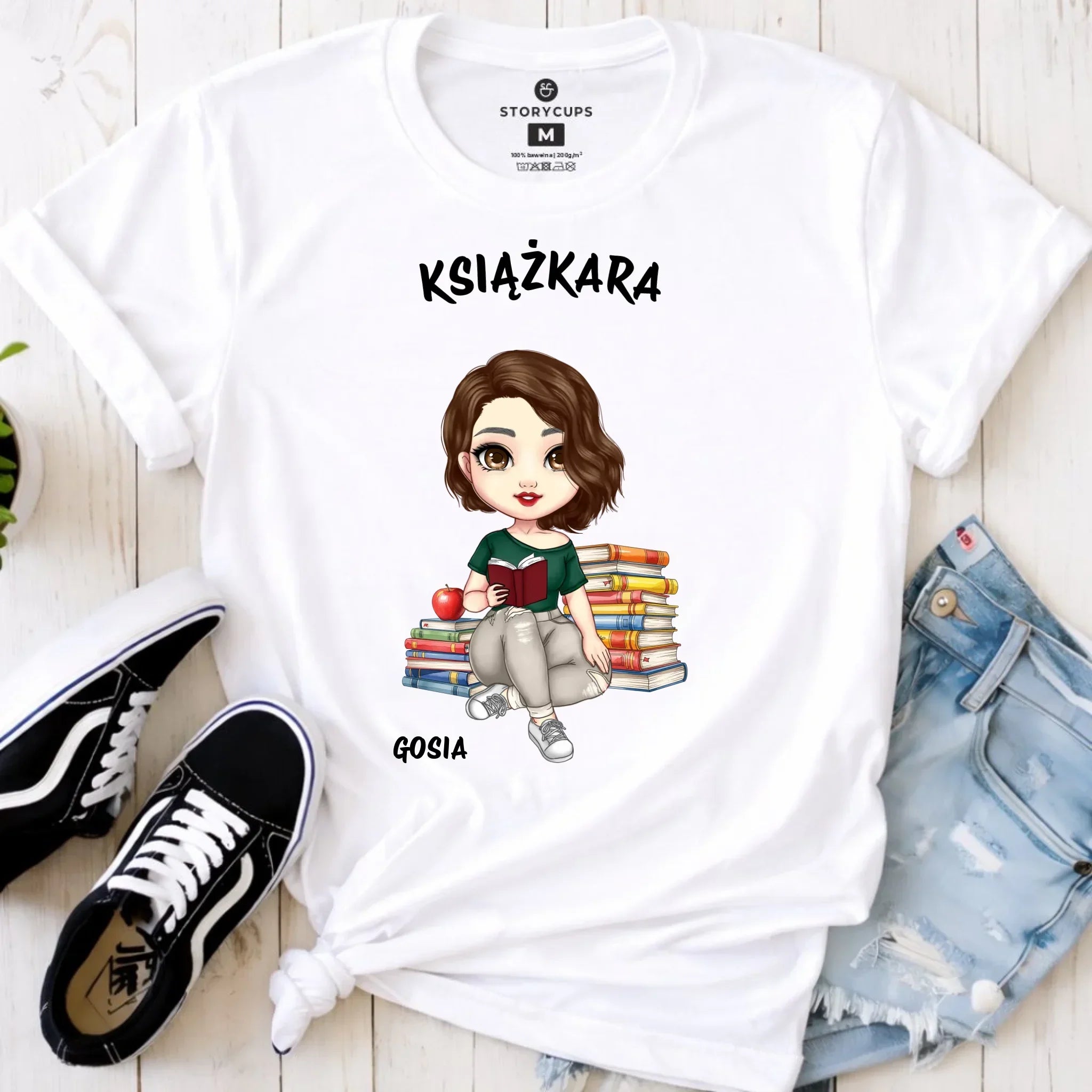 Koszulka damska - Książkara - Prezent dla miłośniczki czytania książek - personalizowana DZ03 - StoryCups.pl