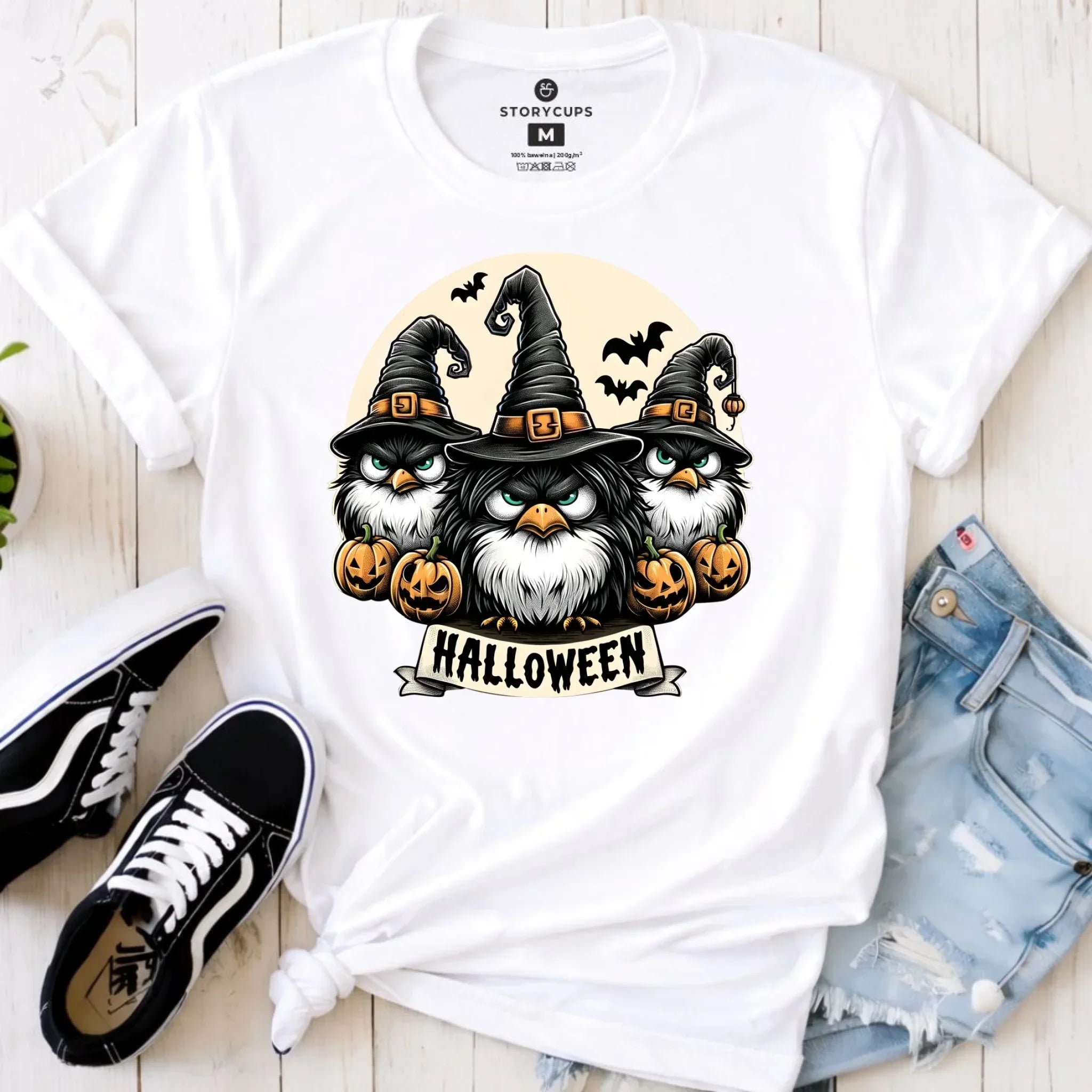 Koszulka damska na Halloween - Upiorne sowy wiedźmy HL15 - StoryCups.pl