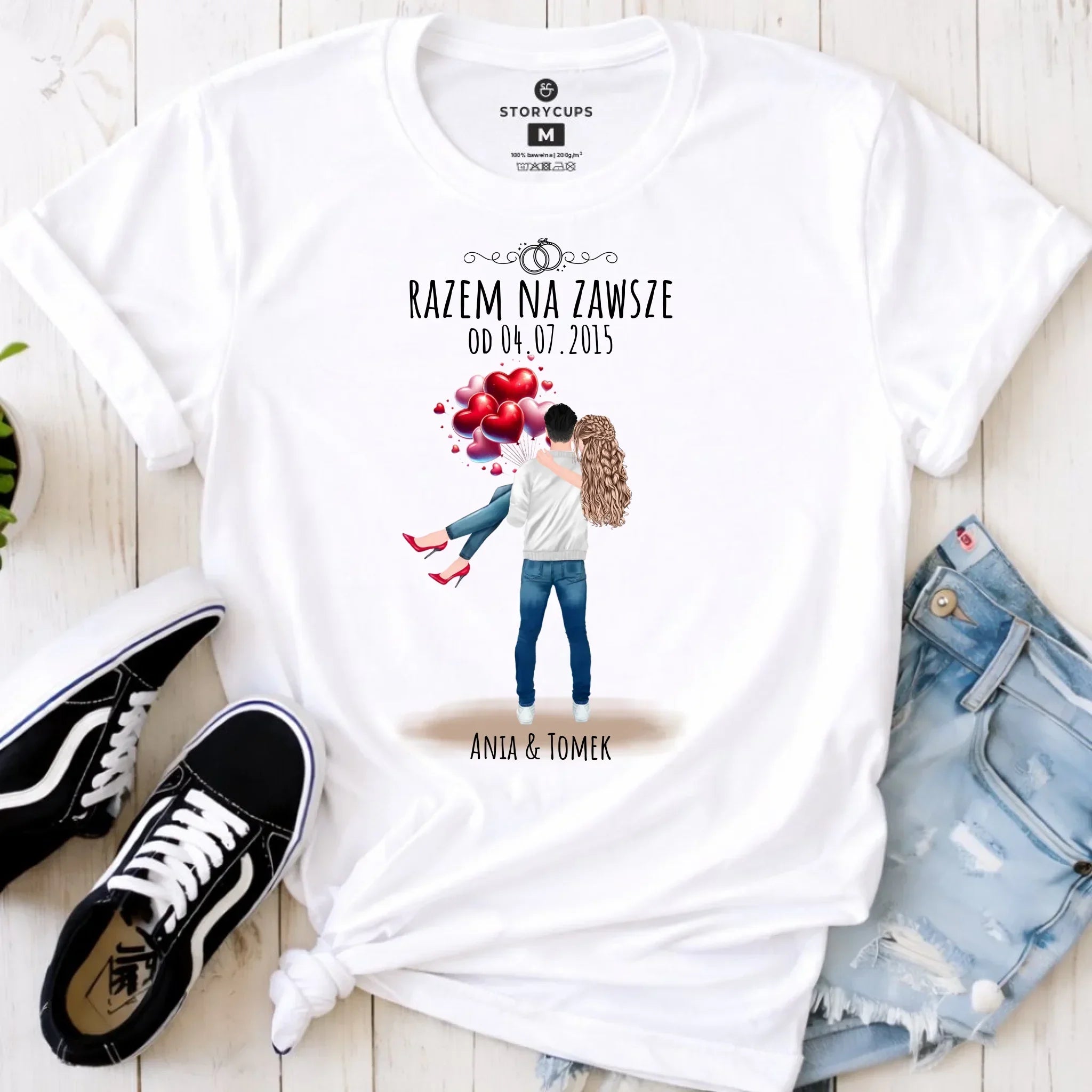 Koszulka damska dla par na rocznicę - Razem na zawsze - personalizowana W14 - StoryCups.pl
