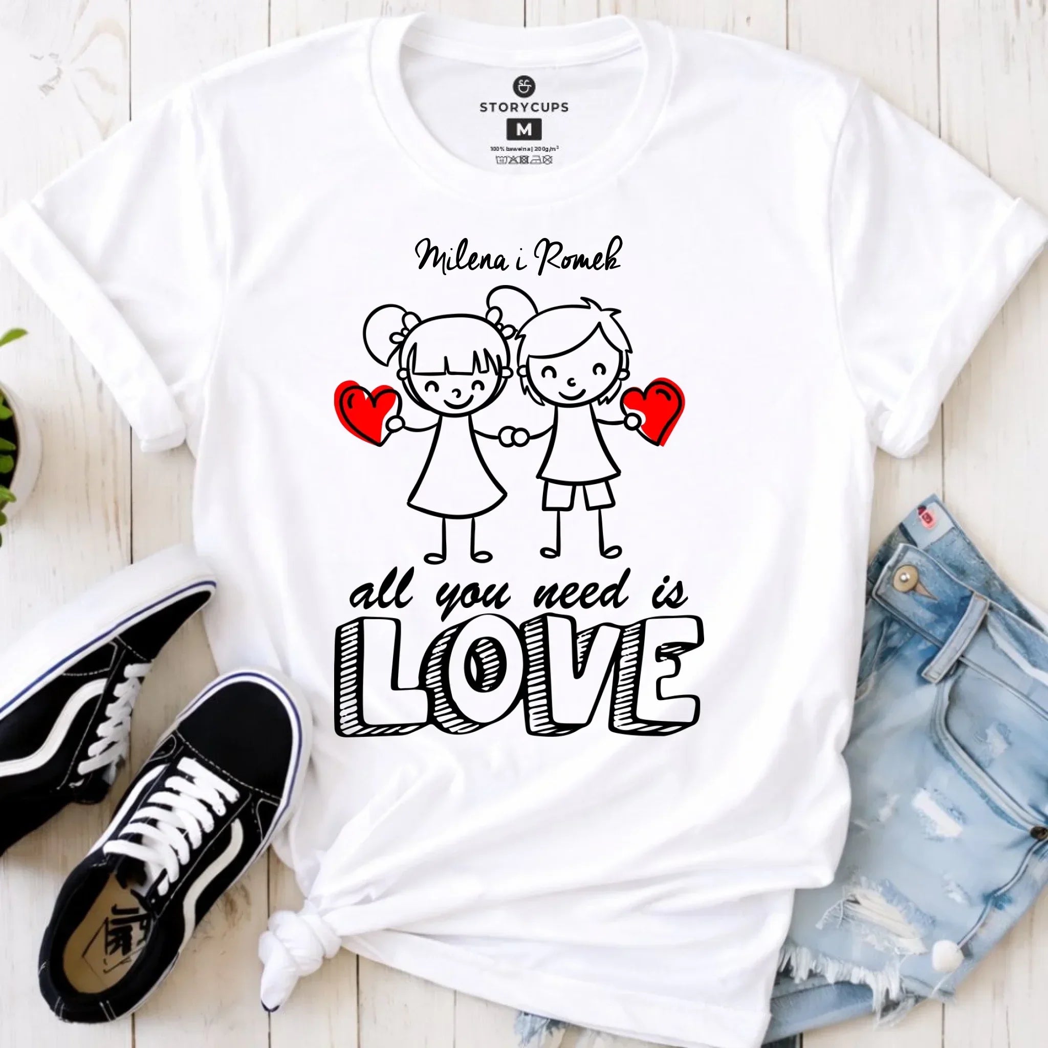 Koszulka damska dla par - All You need is love - personalizowana W13 - StoryCups.pl