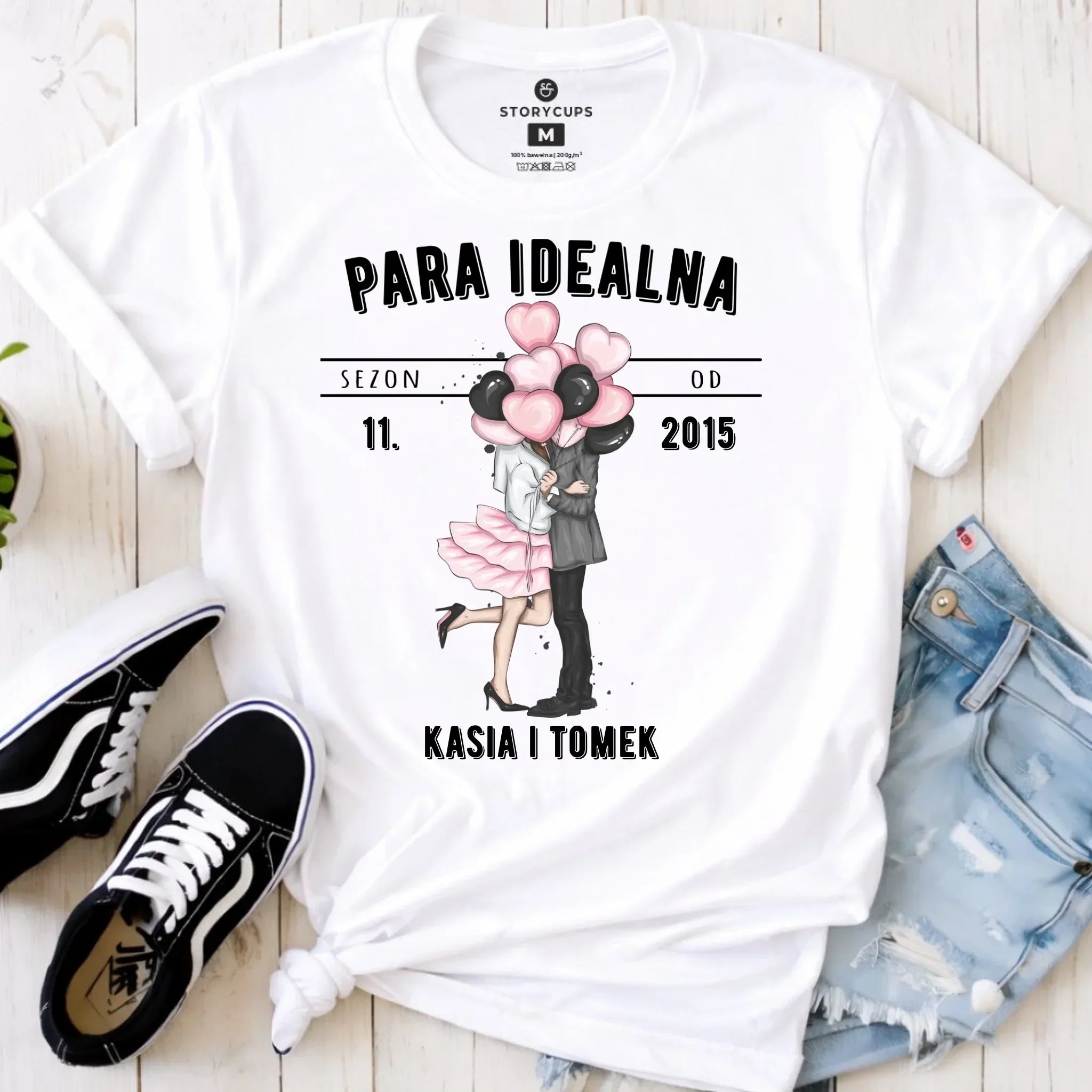 Koszulka damska dla par na rocznicę - Para idealna - personalizowana W11 - StoryCups.pl