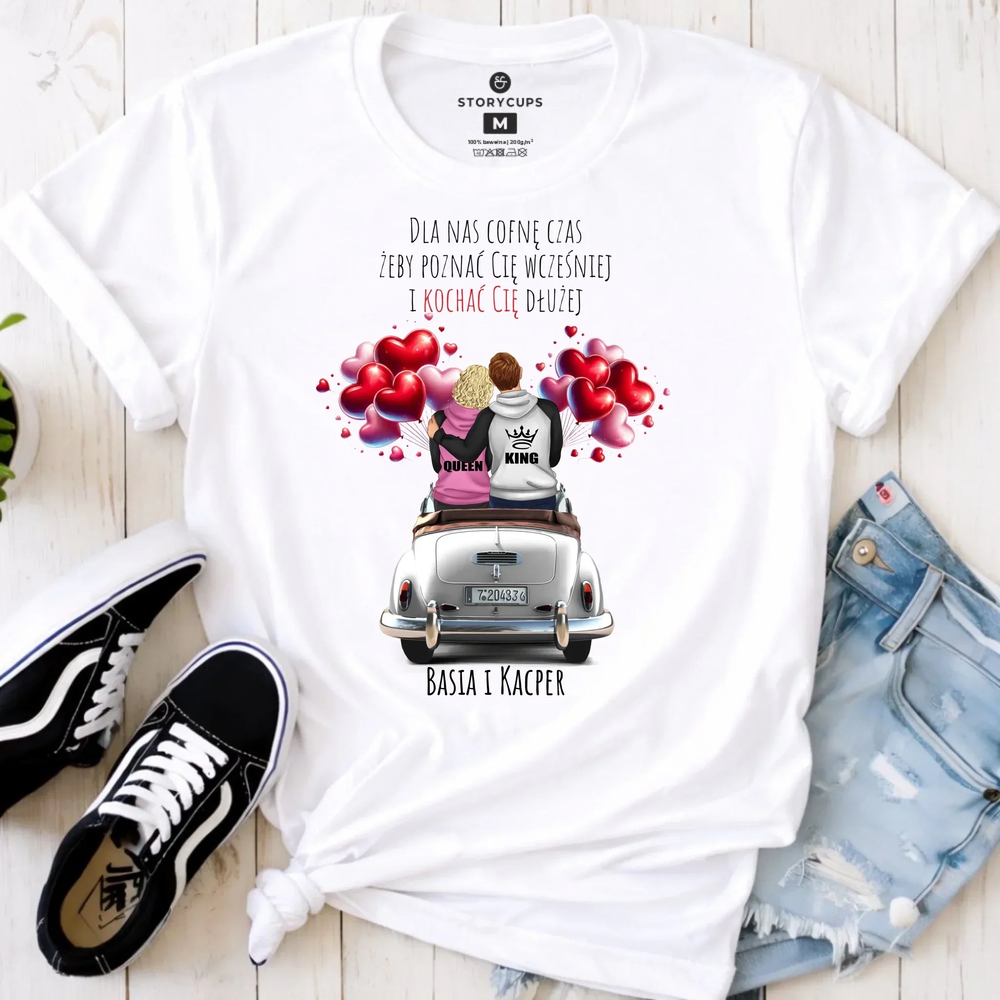 Koszulka damska dla par - Dla nas cofnę czas - personalizowana W08 - StoryCups.pl
