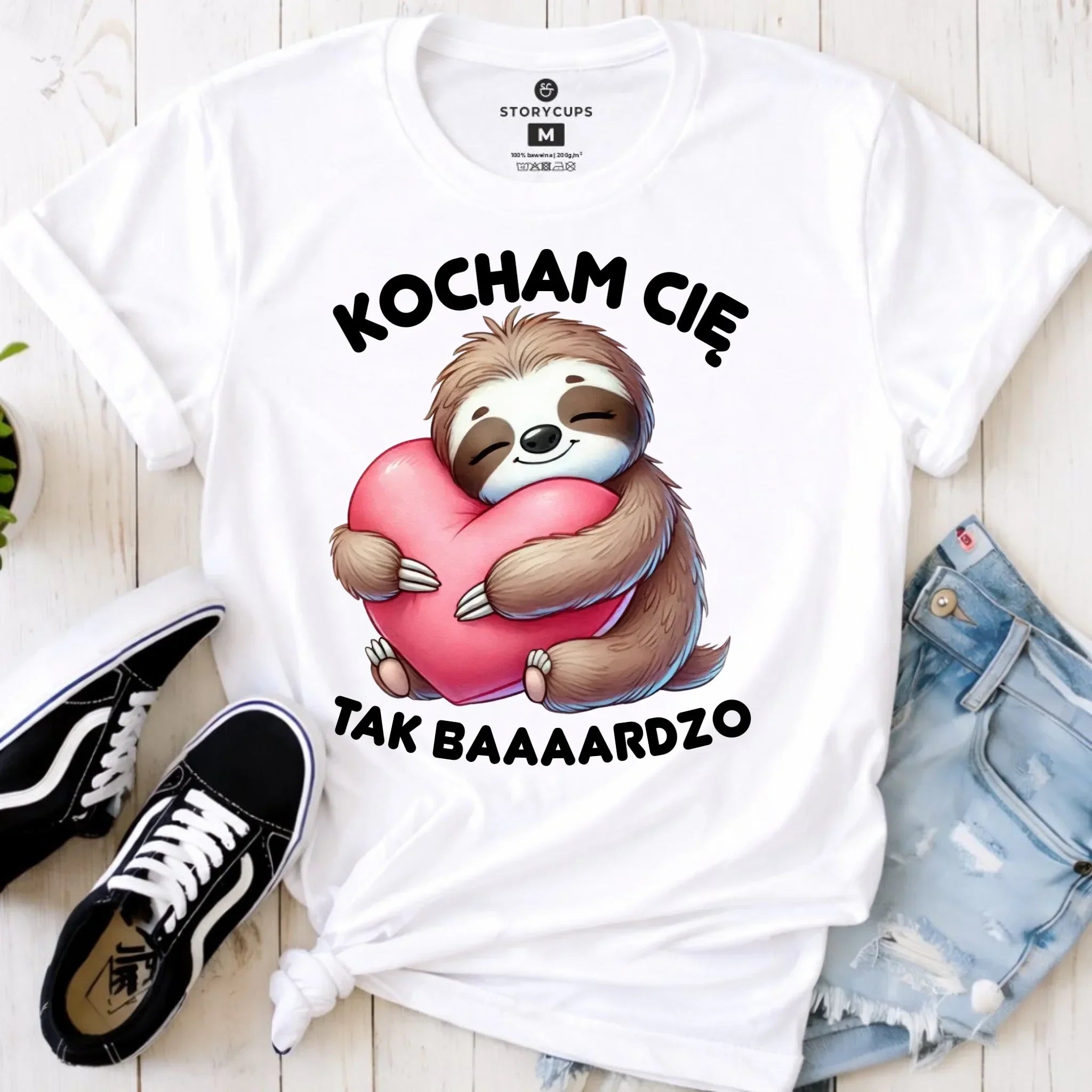 Koszulka damska - Leniwiec Kocham Cię tak baaaardzo W16 - StoryCups.pl