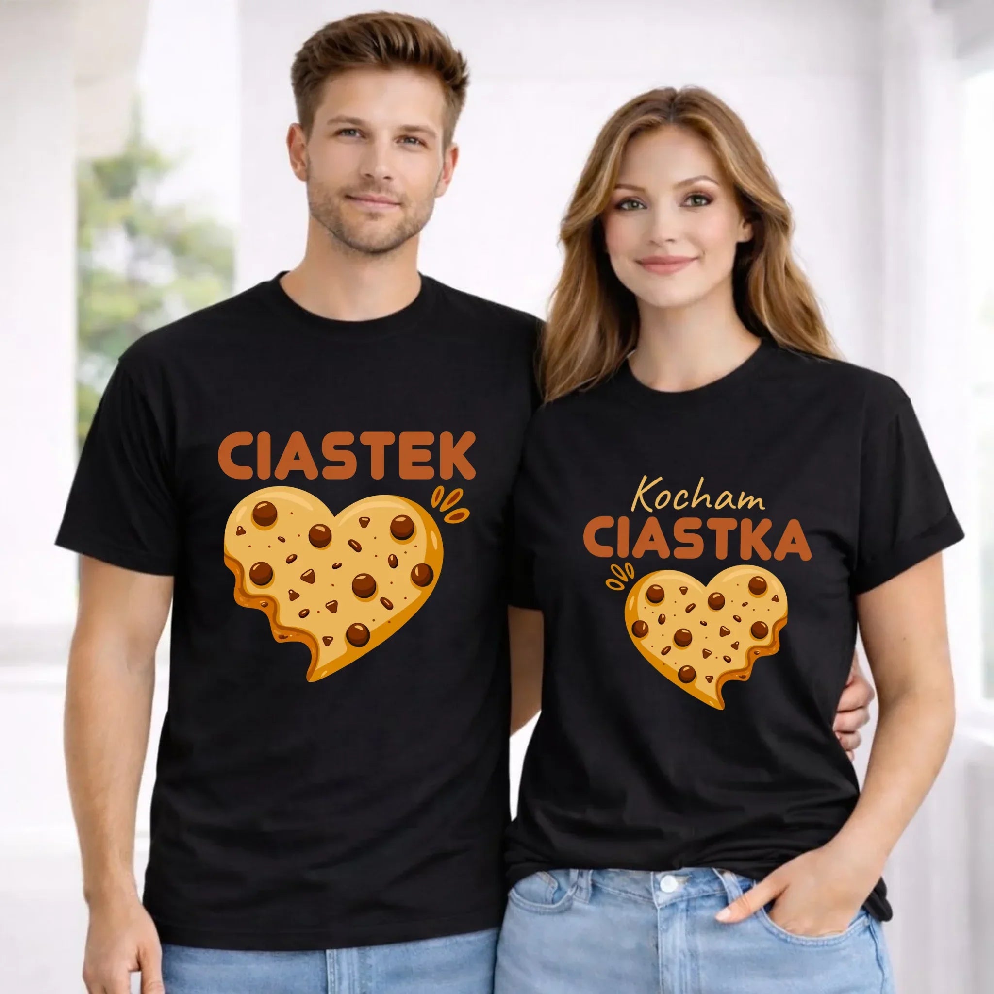Zestaw koszulek dla par - Kocham Ciastka i Ciastek W53 - StoryCups.pl