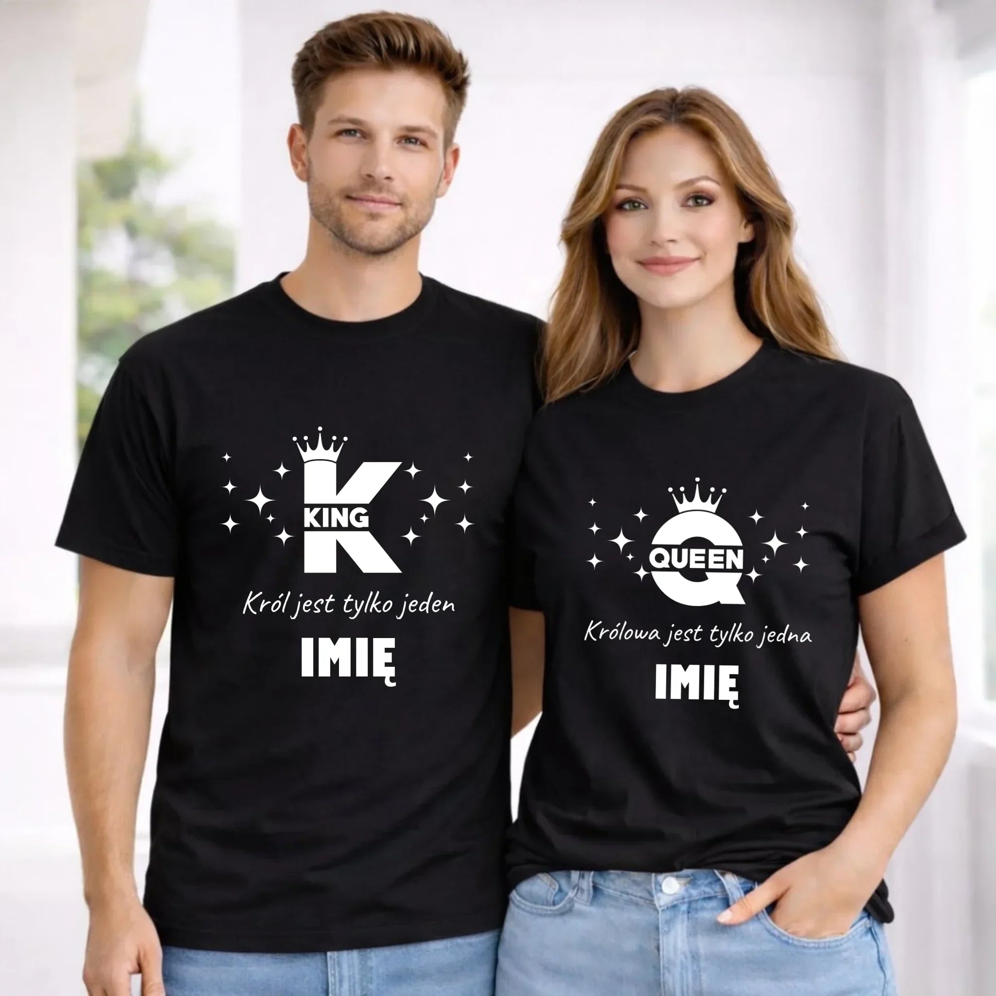 Zestaw koszulek dla par - Queen i King - personalizowany W40 - StoryCups.pl