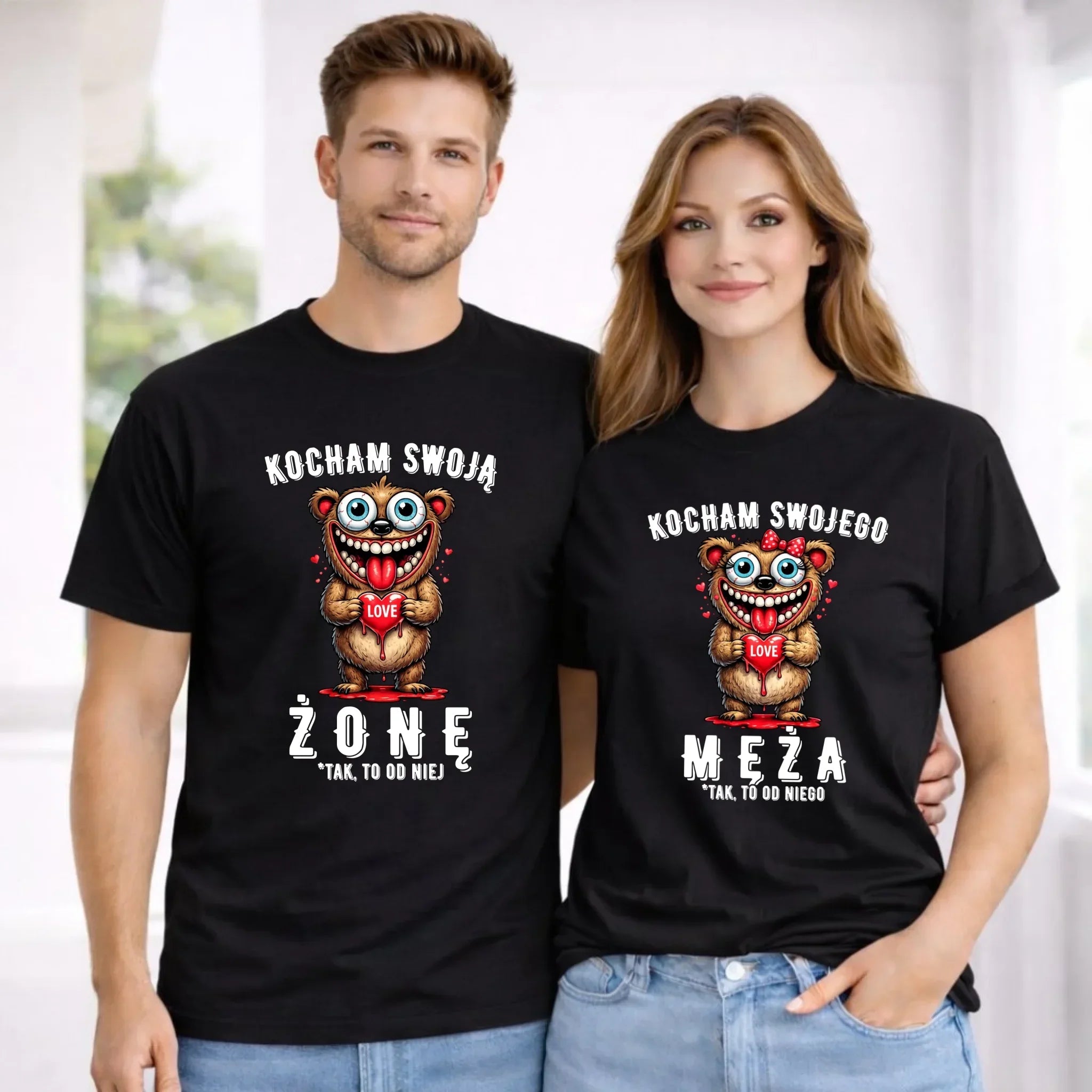 Zestaw koszulek dla par - Kocham swojego męża swoją żonę W22 - StoryCups.pl