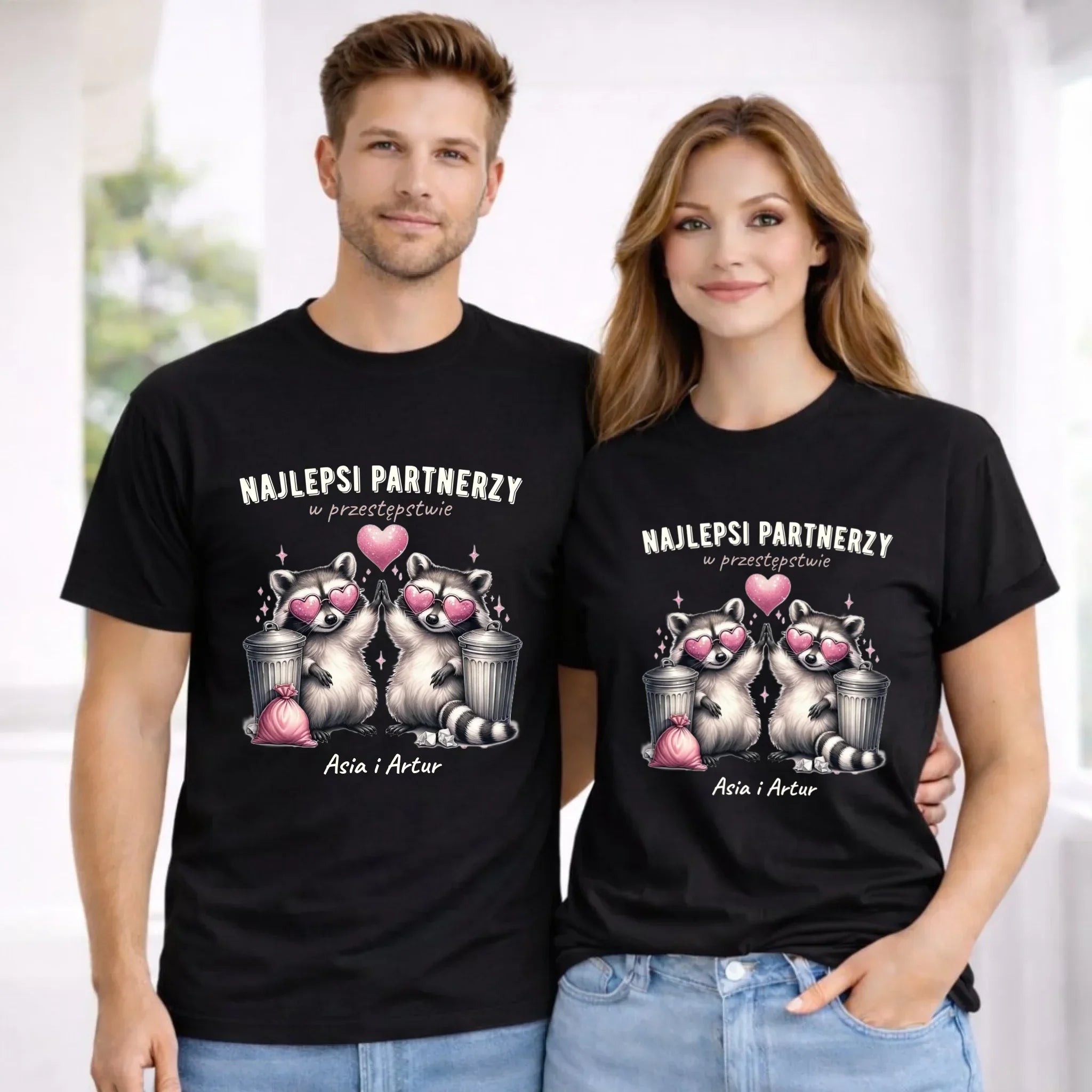 Zestaw koszulek dla par - Najlepsi partnerzy w przestępstwie - personalizowany W27 - StoryCups.pl