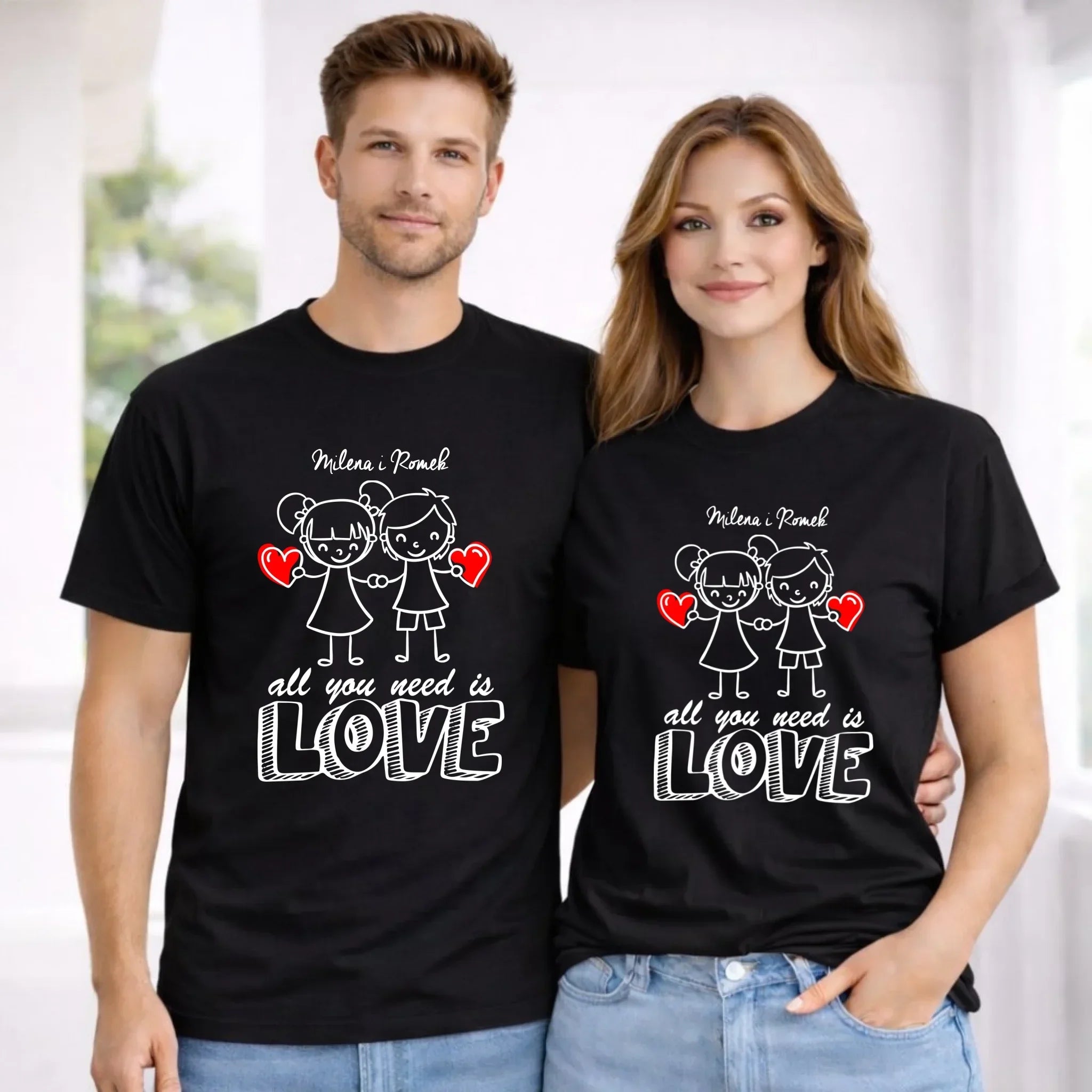 Zestaw koszulek dla par - All You need is love - personalizowany W13 - StoryCups.pl