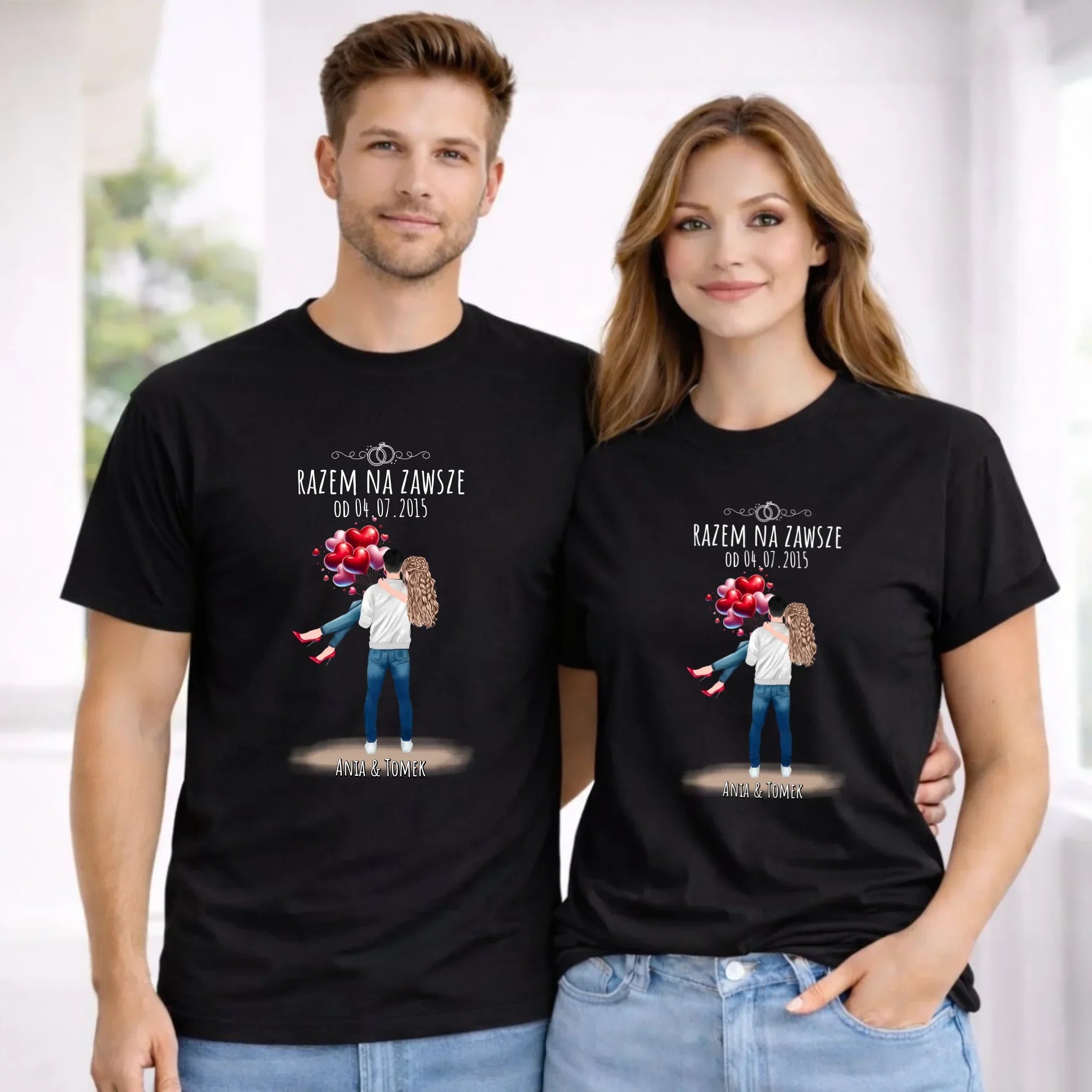 Zestaw koszulek dla par na rocznicę - Razem na zawsze - personalizowany W14 - StoryCups.pl