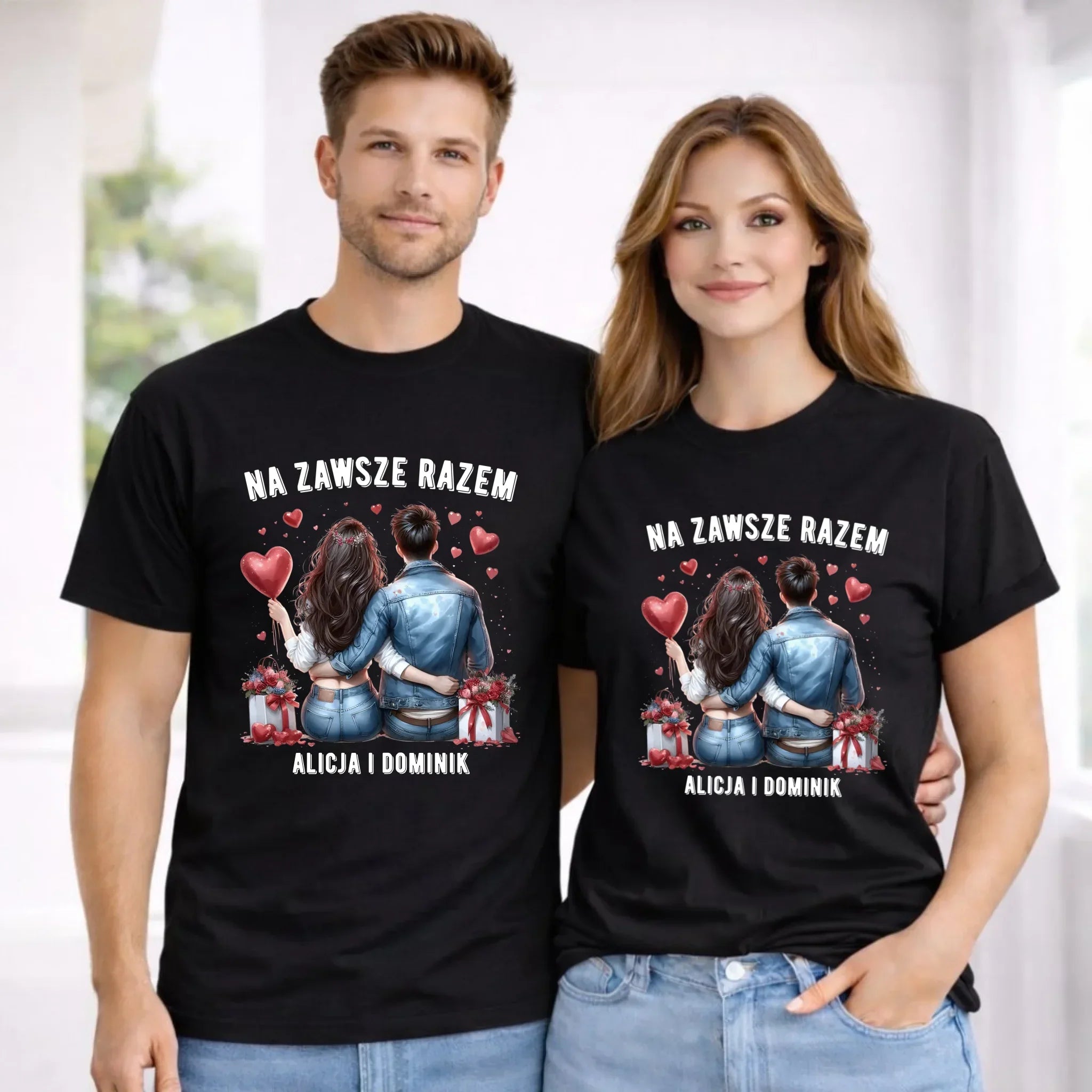 Zestaw koszulek dla par - Na zawsze razem - personalizowany W07 - StoryCups.pl