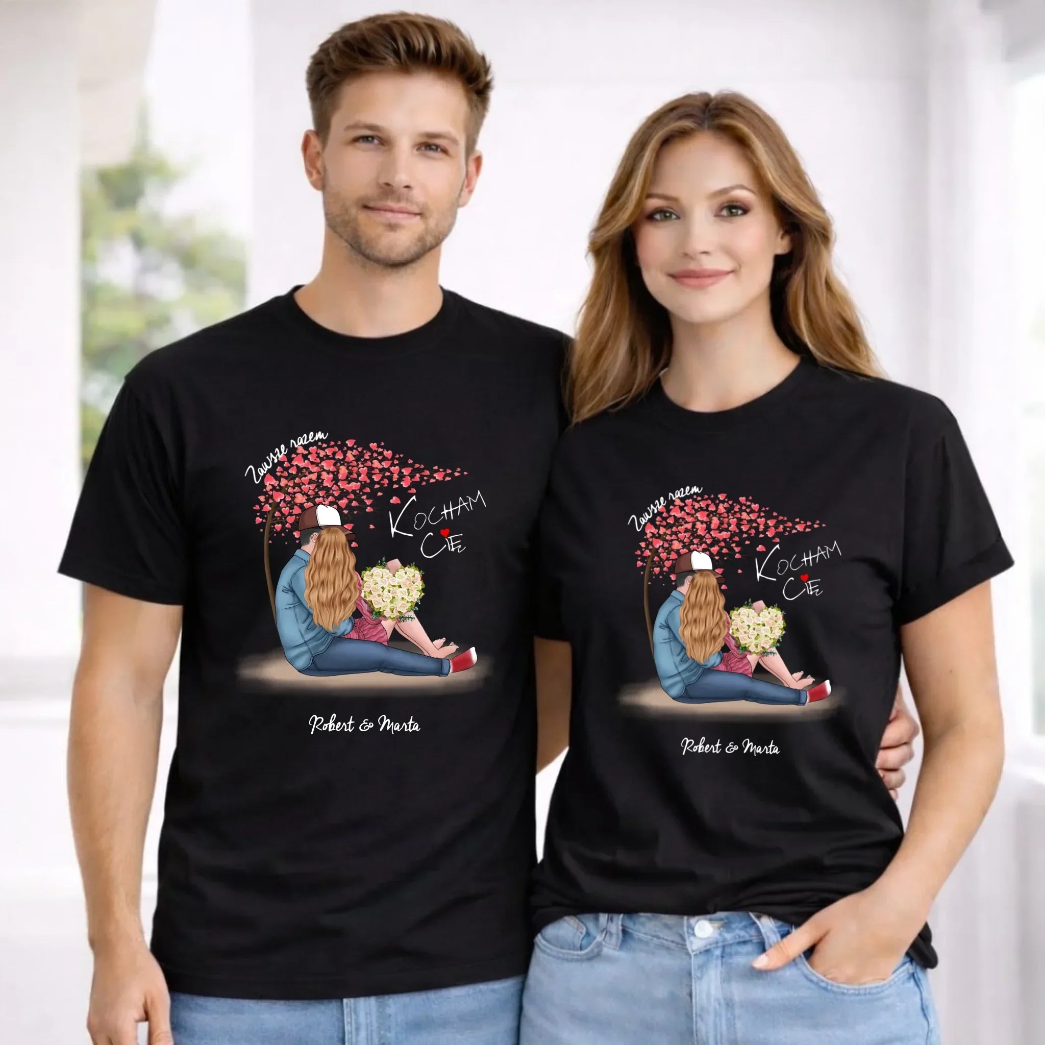 Zestaw koszulek dla par - Zawsze razem - personalizowany W04 - StoryCups.pl
