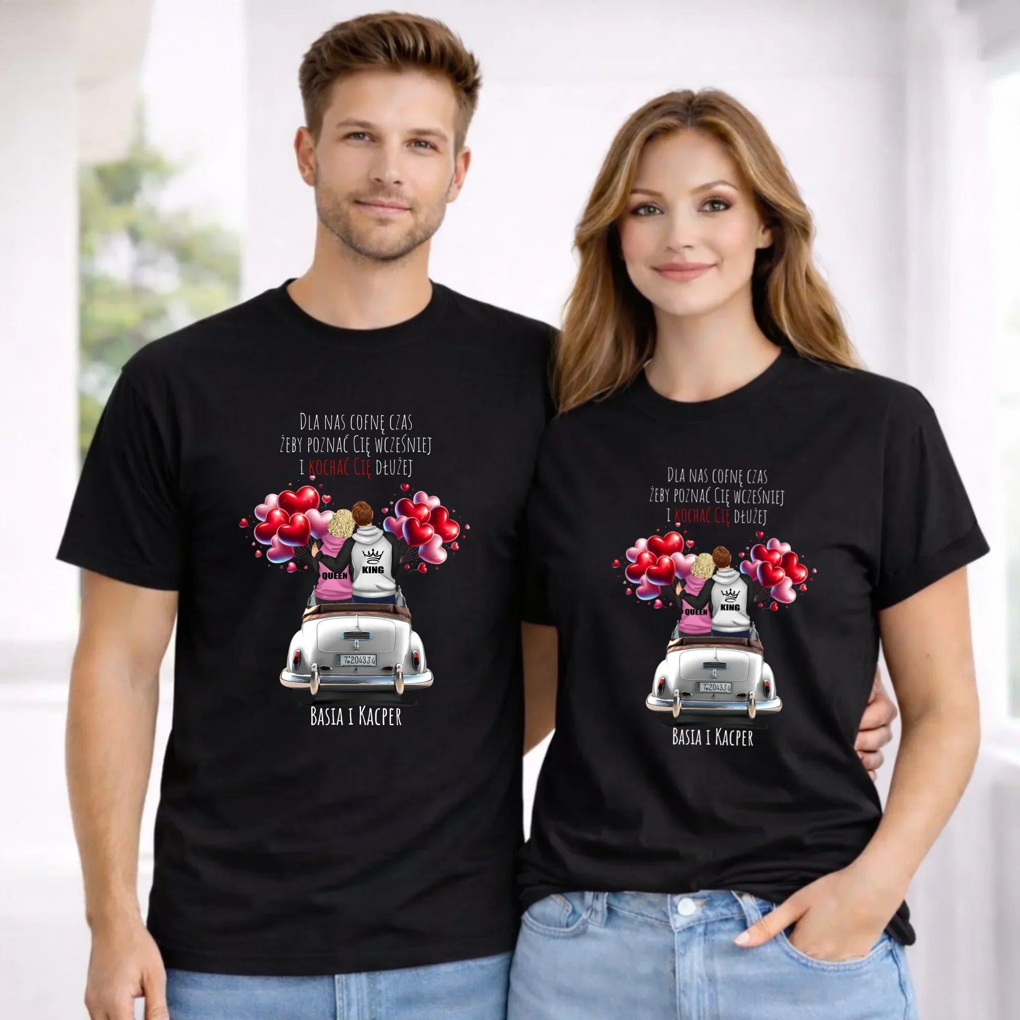 Zestaw koszulek dla par - Dla nas cofnę czas - personalizowany W08 - StoryCups.pl