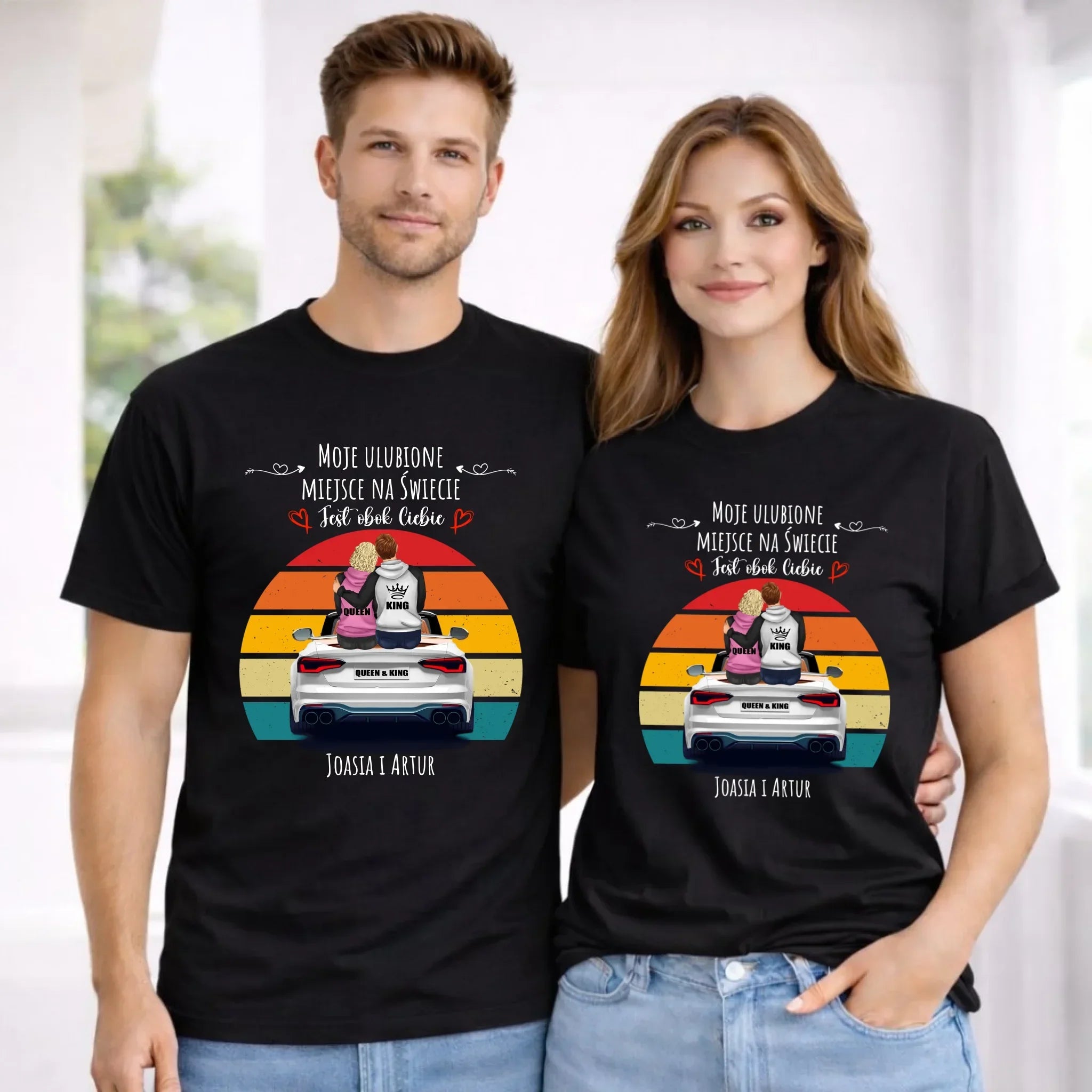Zestaw koszulek dla par - Moje ulubione miejsce - personalizowany W06 - StoryCups.pl