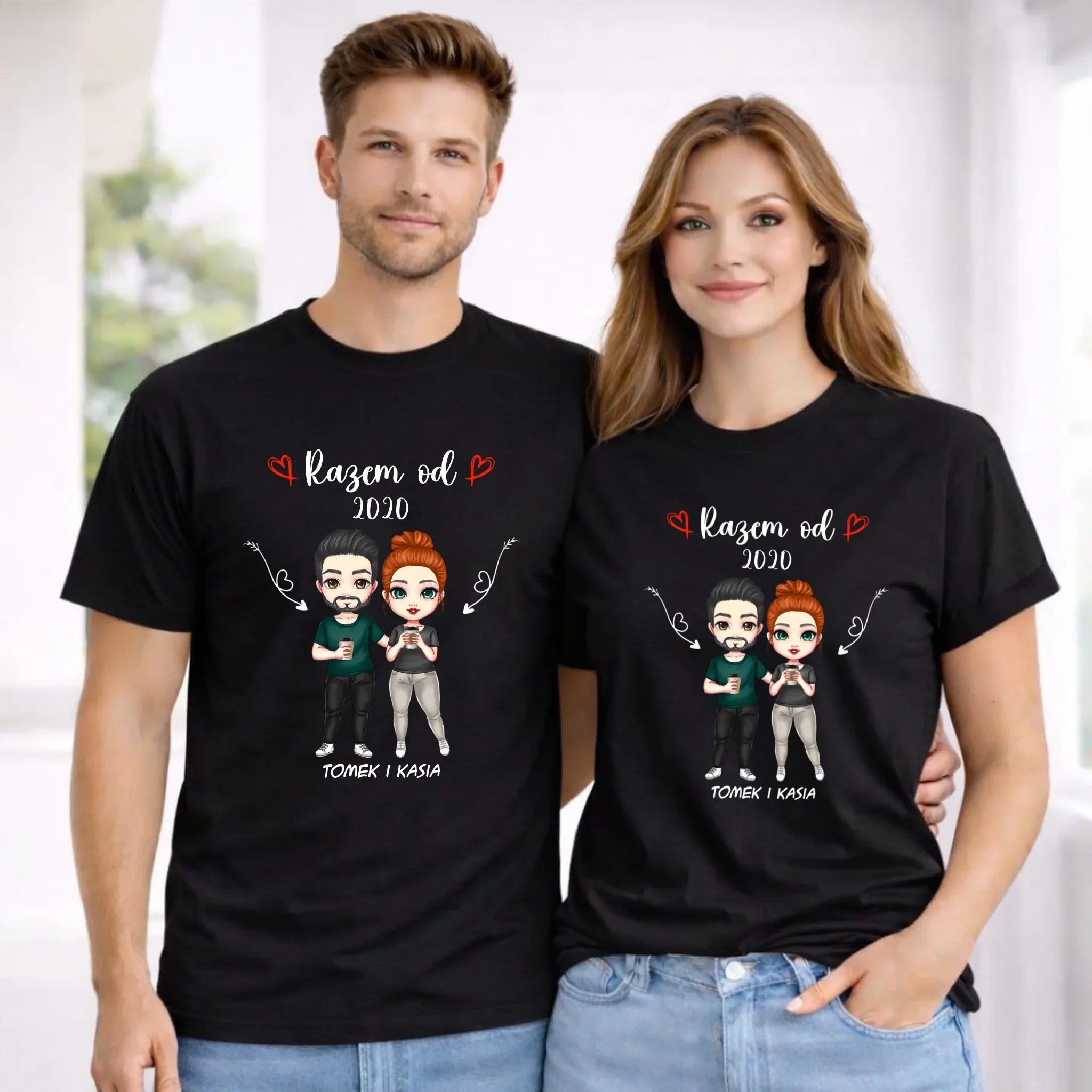 Zestaw koszulek dla par - Para razem od - personalizowany W01 - StoryCups.pl