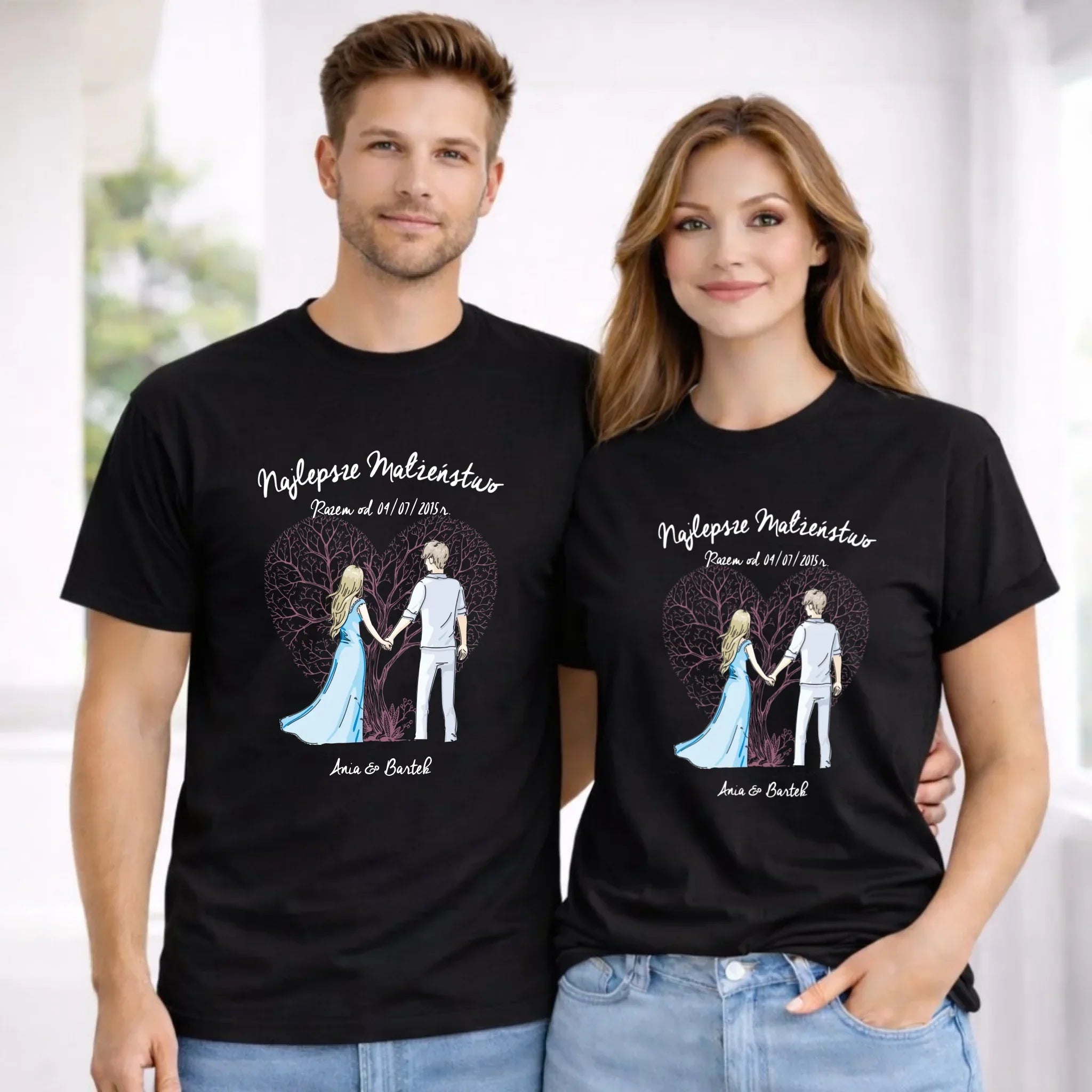 Zestaw koszulek dla par - Najlepsze małżeństwo - personalizowany W03 - StoryCups.pl