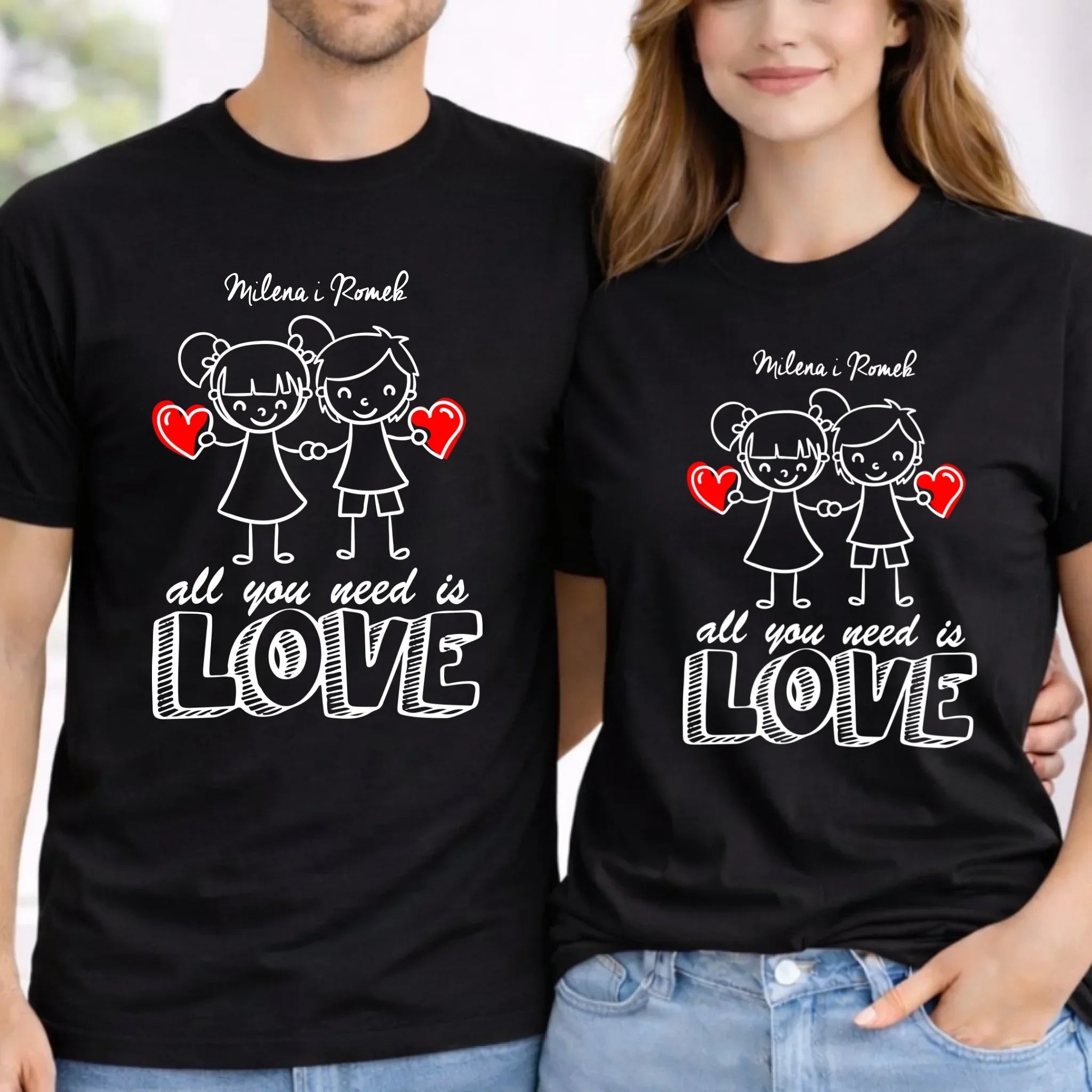 Zestaw koszulek dla par - All You need is love - personalizowany W13 - StoryCups.pl