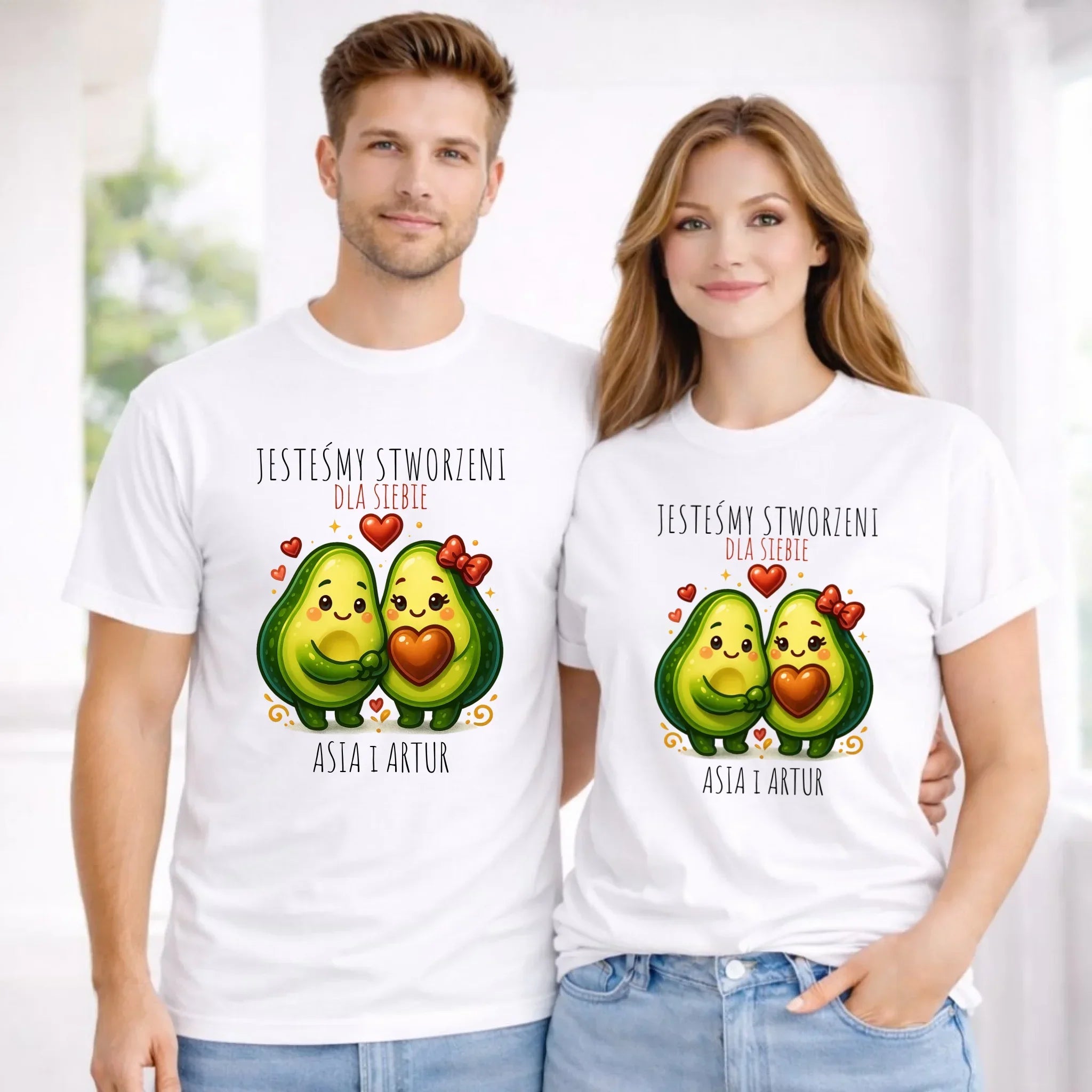 Zestaw koszulek dla par - Awokado Stworzeni dla siebie - personalizowany W91 - StoryCups.pl